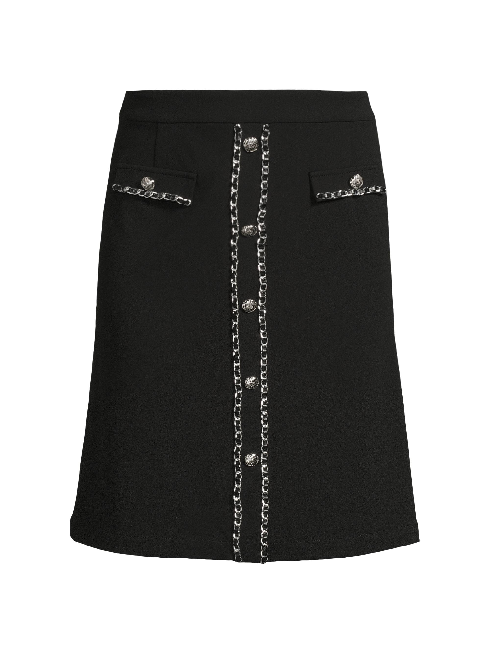 Ming Wang Women's Chain A-Line Stretch Skirt - Black