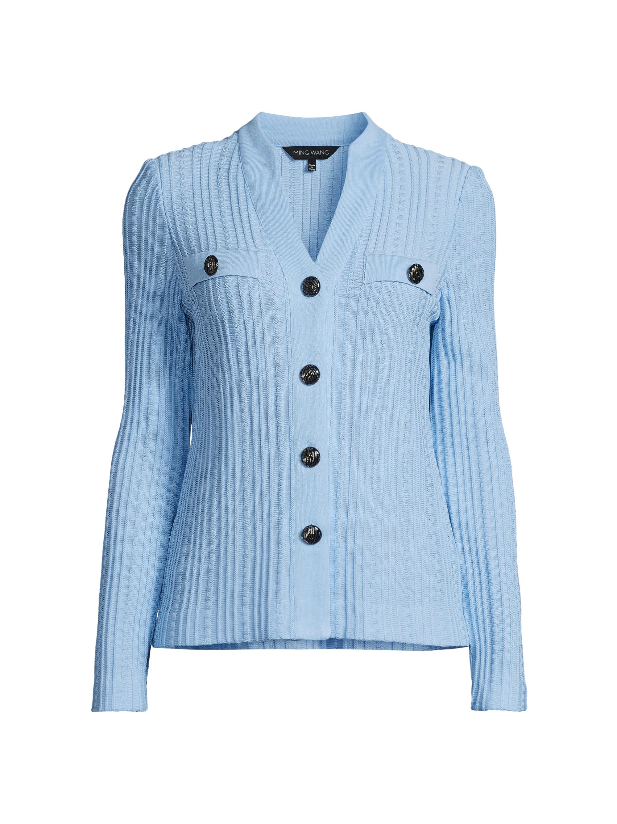 Ming Wang Women's Rib-Knit Heritage Fit Cardigan - Dawn