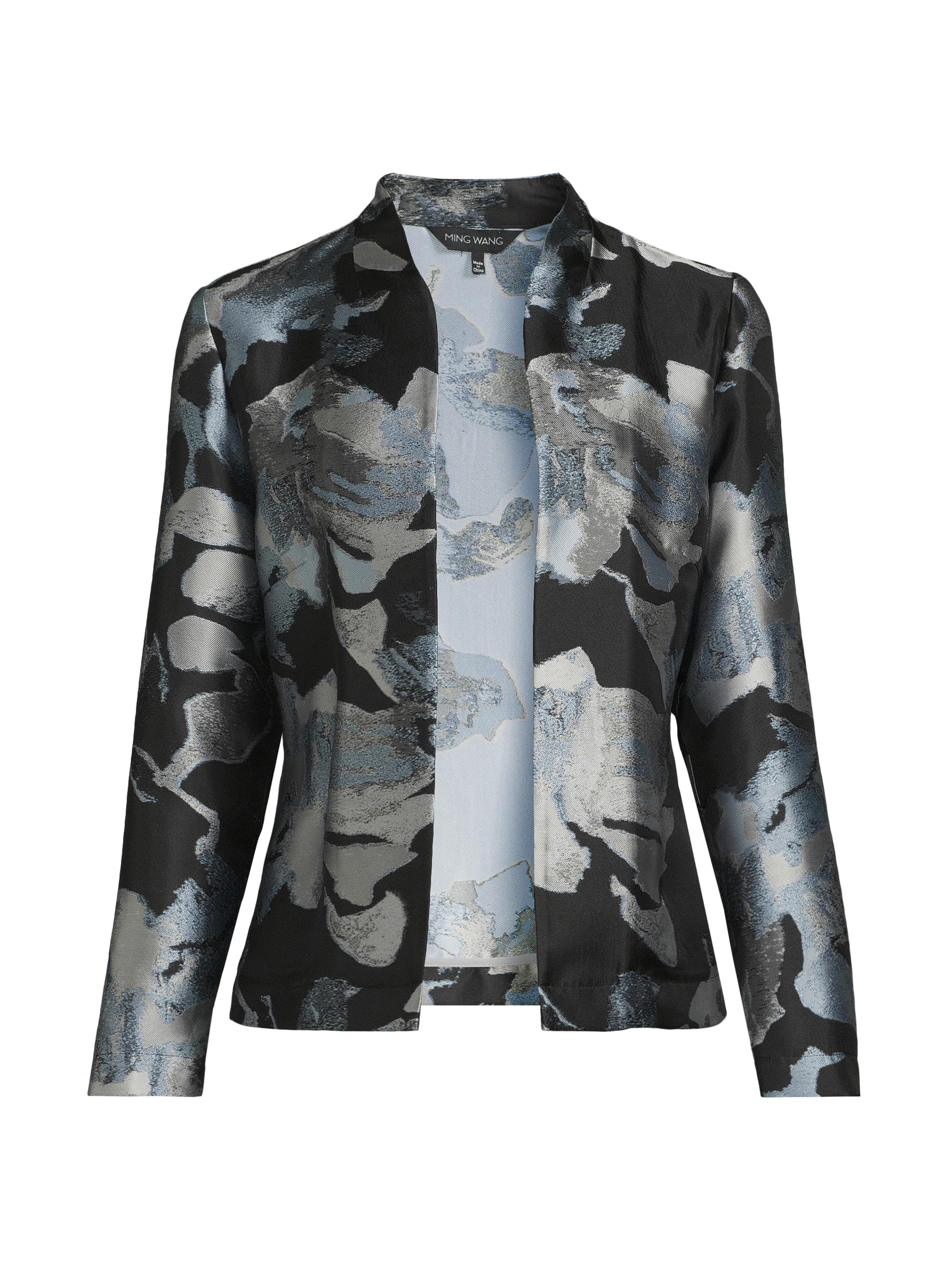 Ming Wang Women's Heritage Floral Woven Jacket - Dawn Granite Lunar Rock