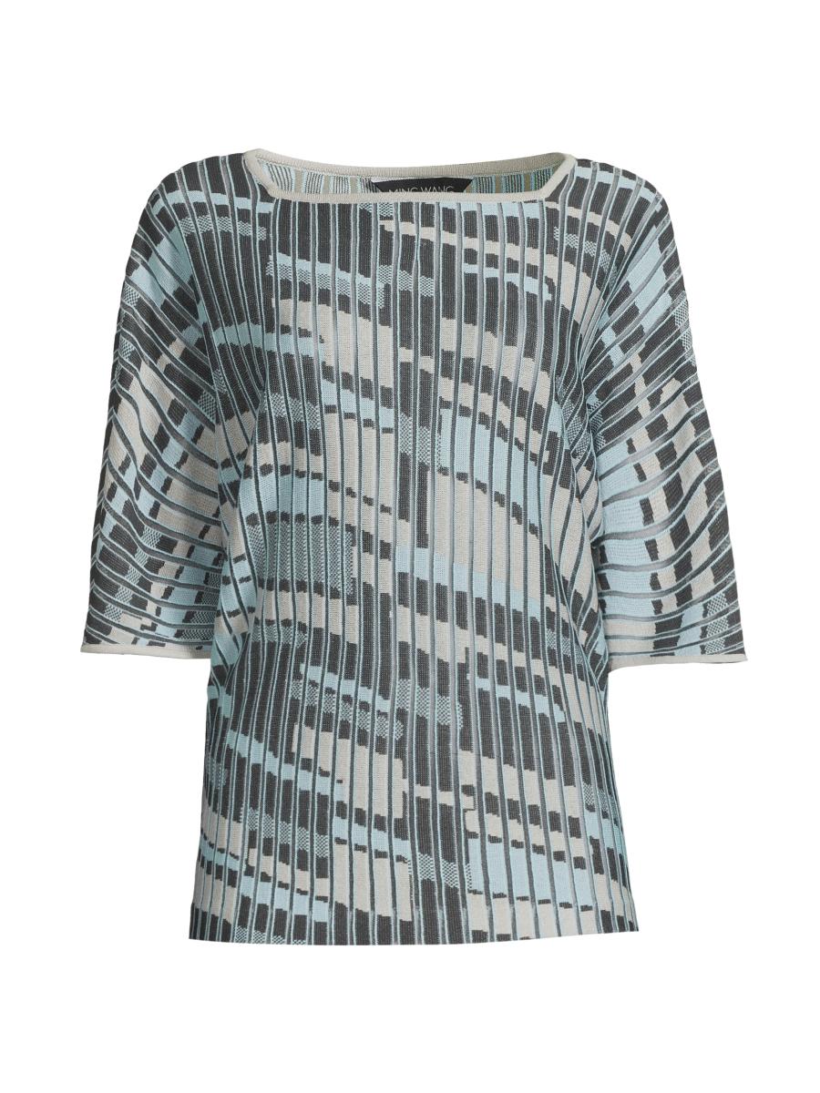 Ming Wang Women's Jacquard Knit Tunic Top