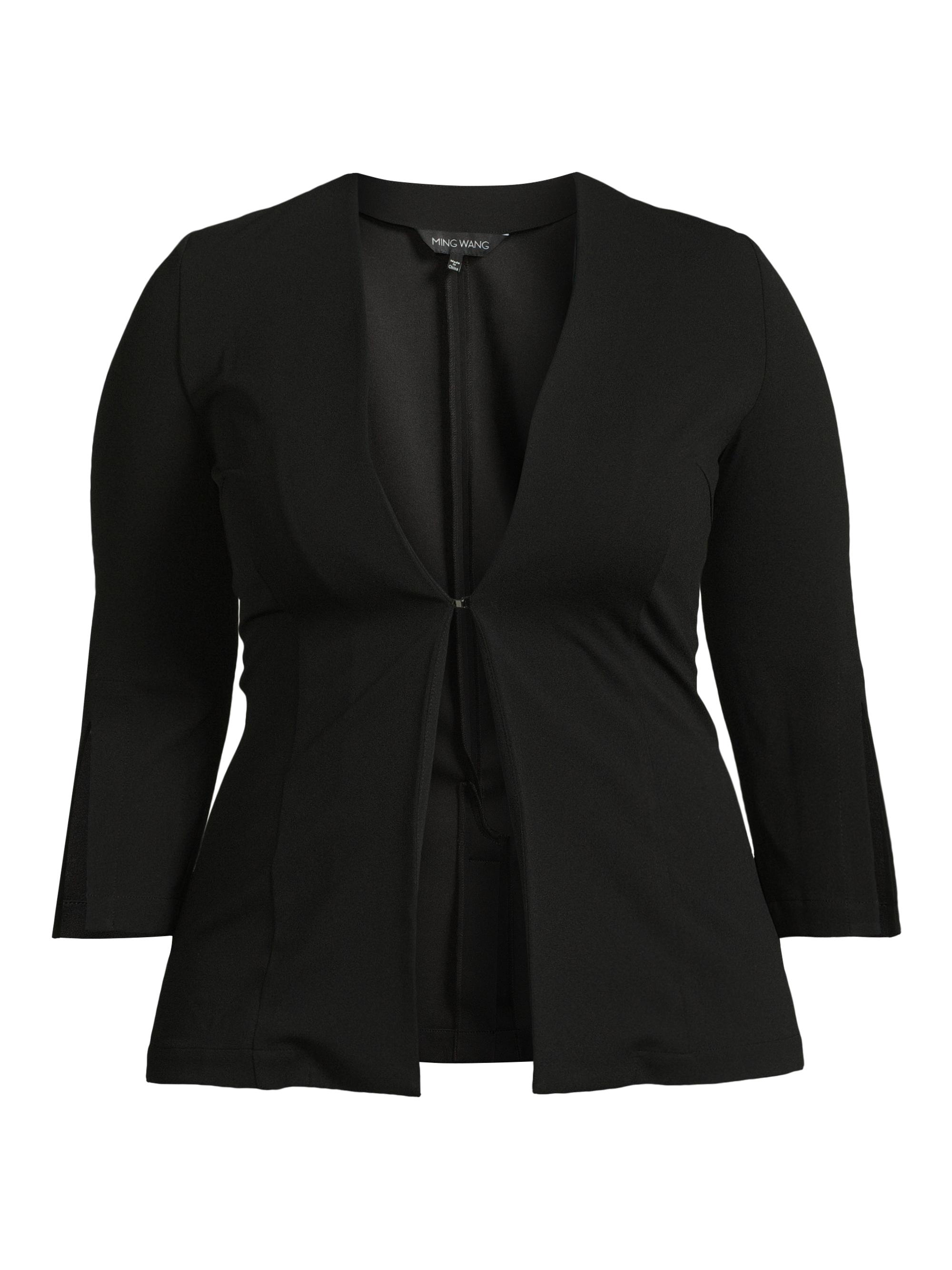 Ming Wang Women's Plus Stretch-Crêpe Single-Breasted Jacket - Black
