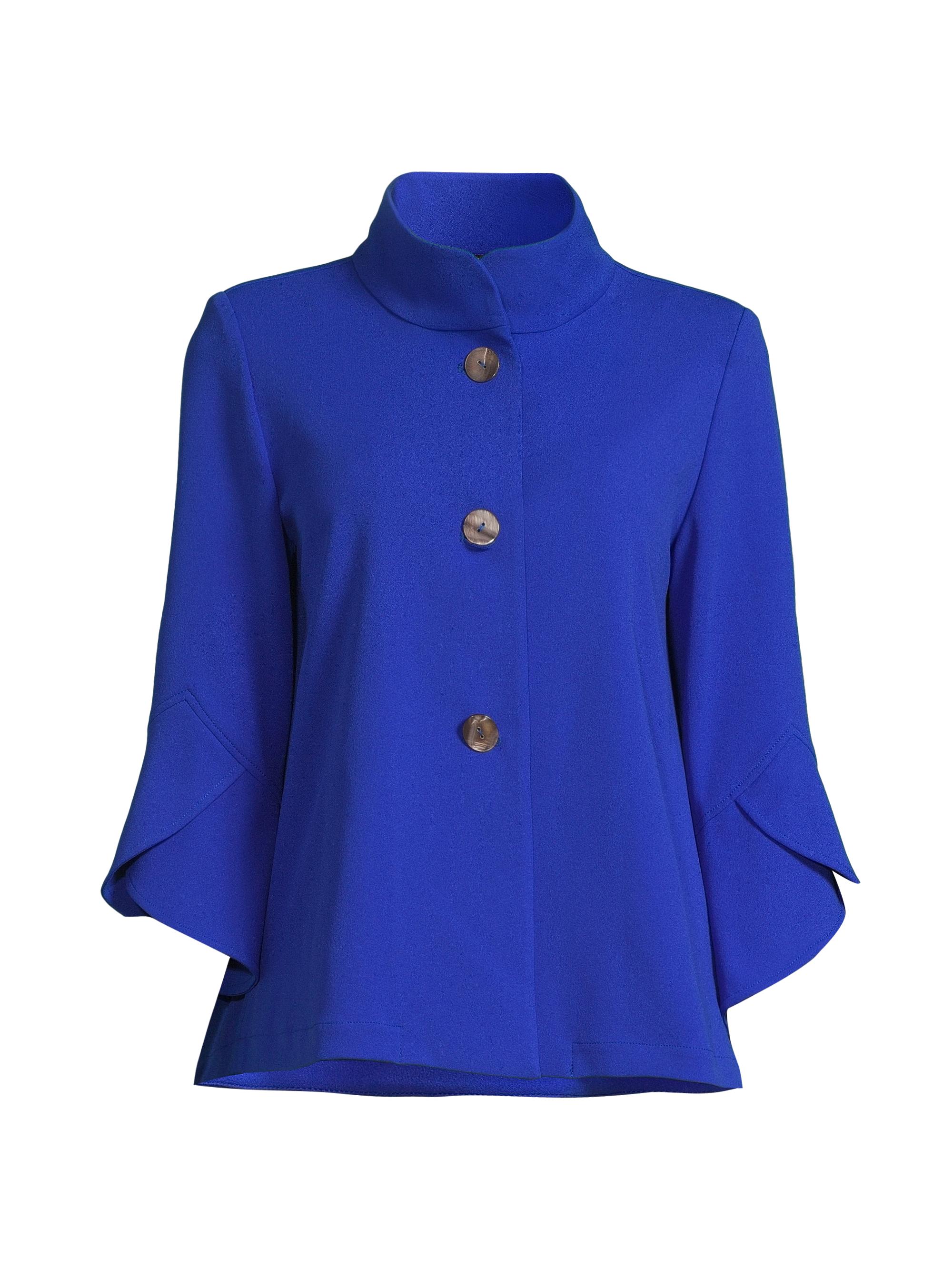 Ming Wang Women's Button-Front Bell-Sleeve Deco Crepe Jacket - Black