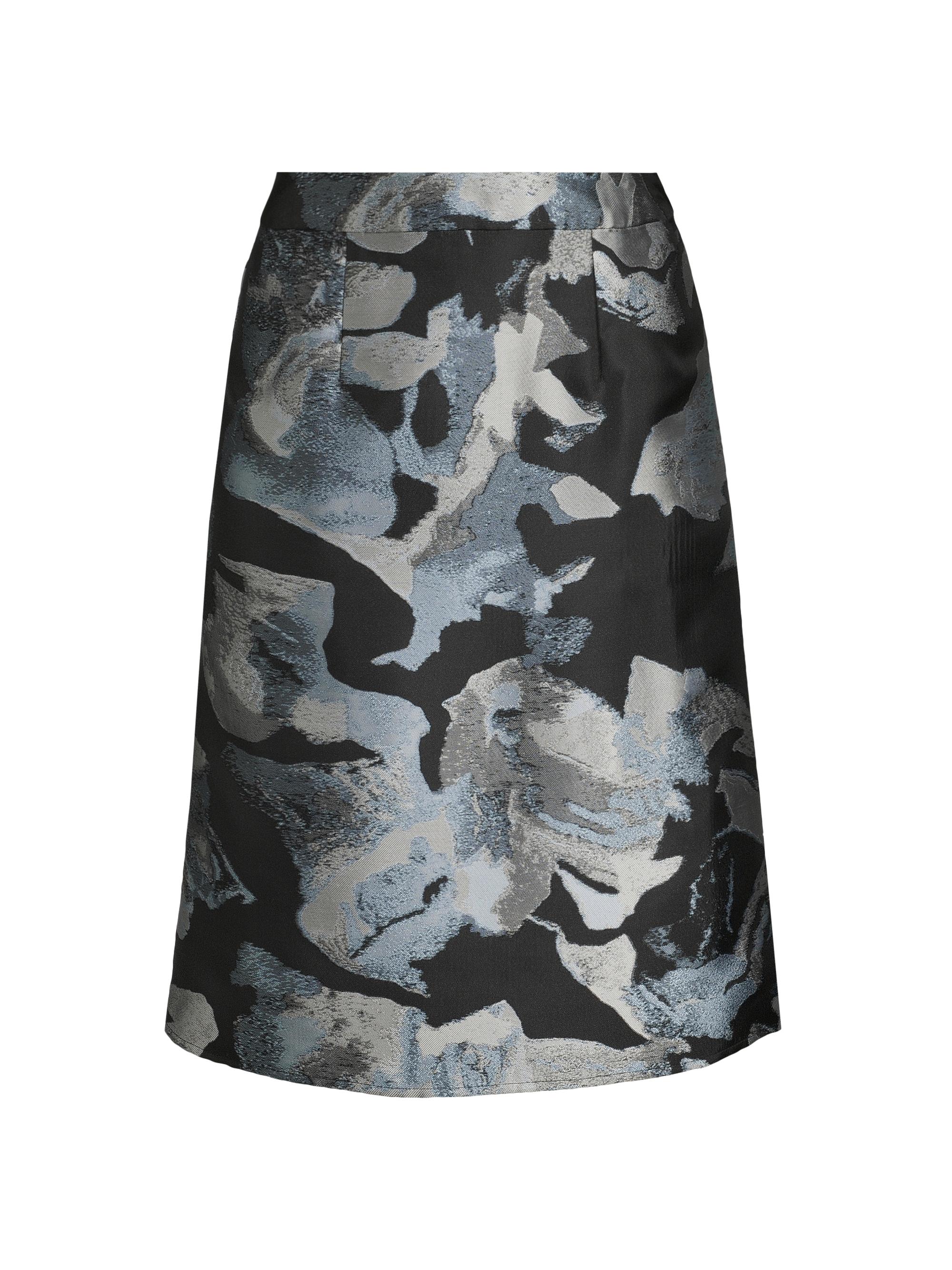 Ming Wang Women's Floral A-Line Woven Skirt - Dawn Granite Lunar Rock