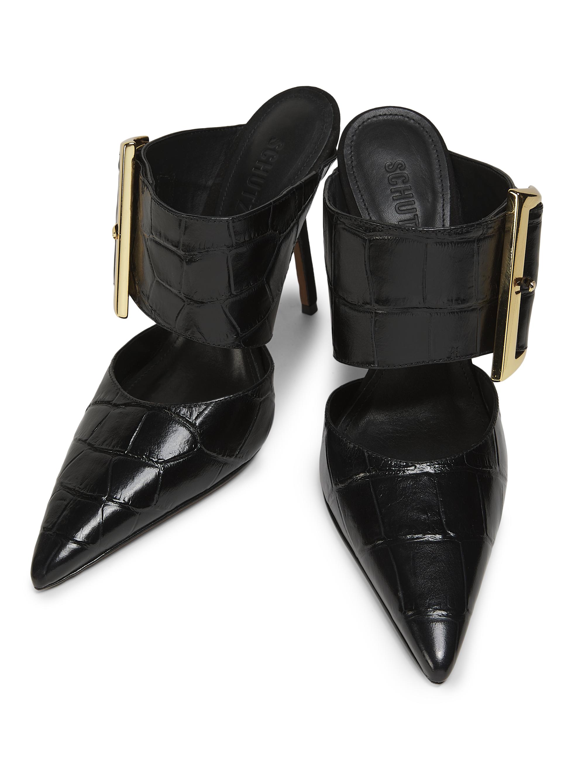 Schutz Beatrix 100MM Croc-Embossed Leather Mule Pumps | Saks Fifth