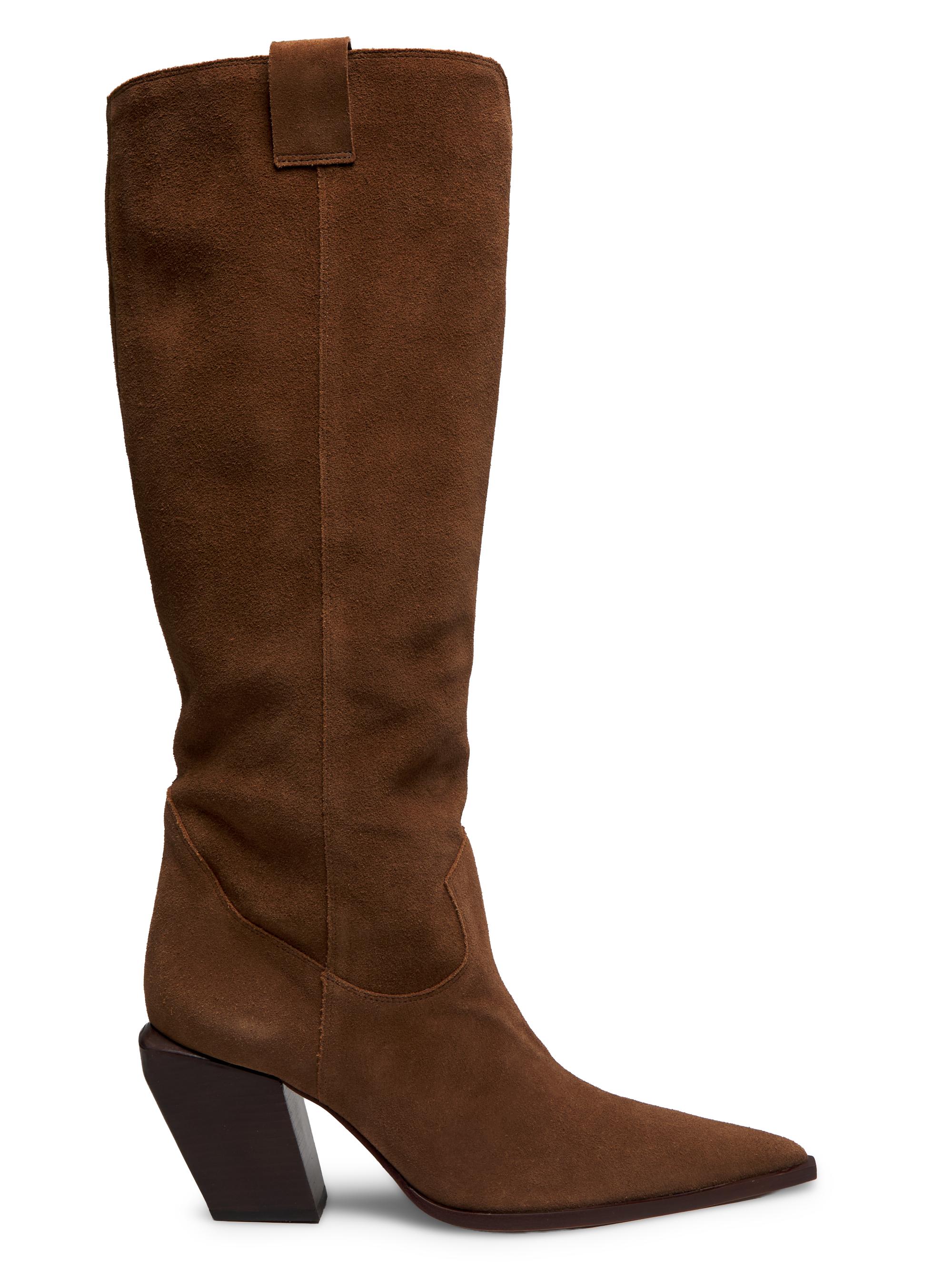 Schutz Women's 85MM Point-Toe Suede Boots - Pecan Brown