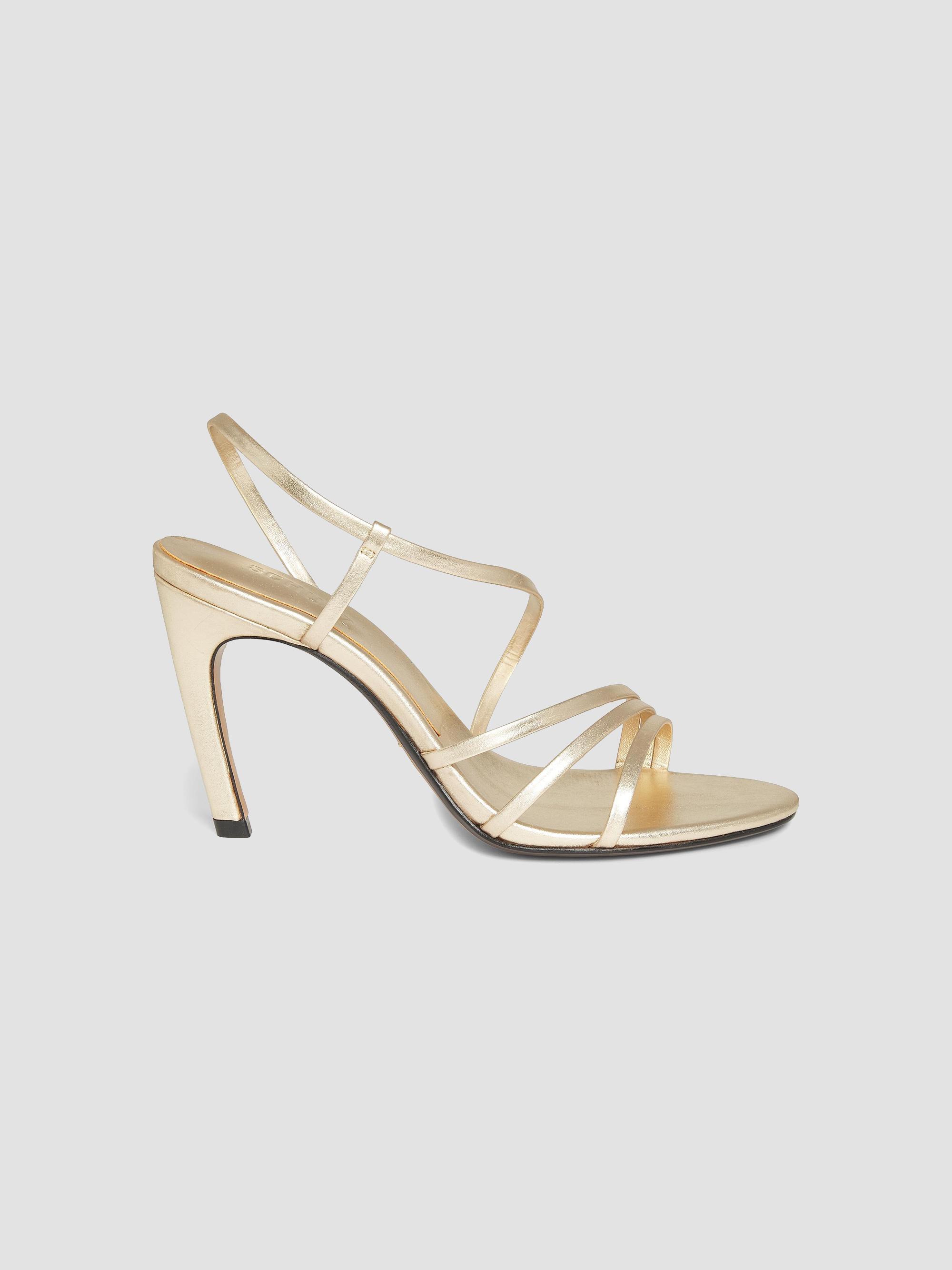 靴 MARTE Curve Line llic Sandals M Schutz Annie Curve 85MM Metallic Leather Slingback Sandals | Saks