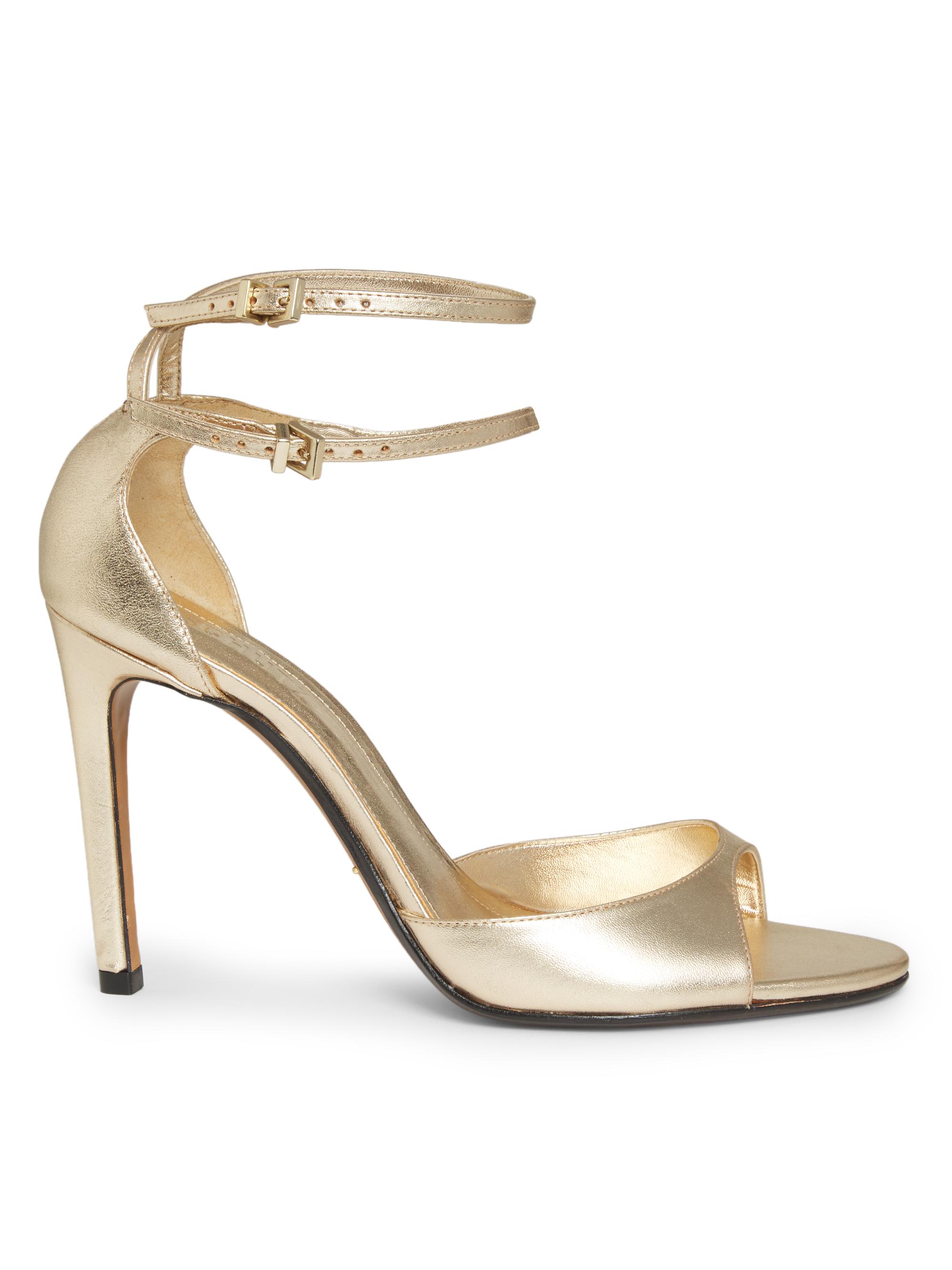 Schutz Sue 110MM Metallic Leather Sandals | Saks Fifth Avenue