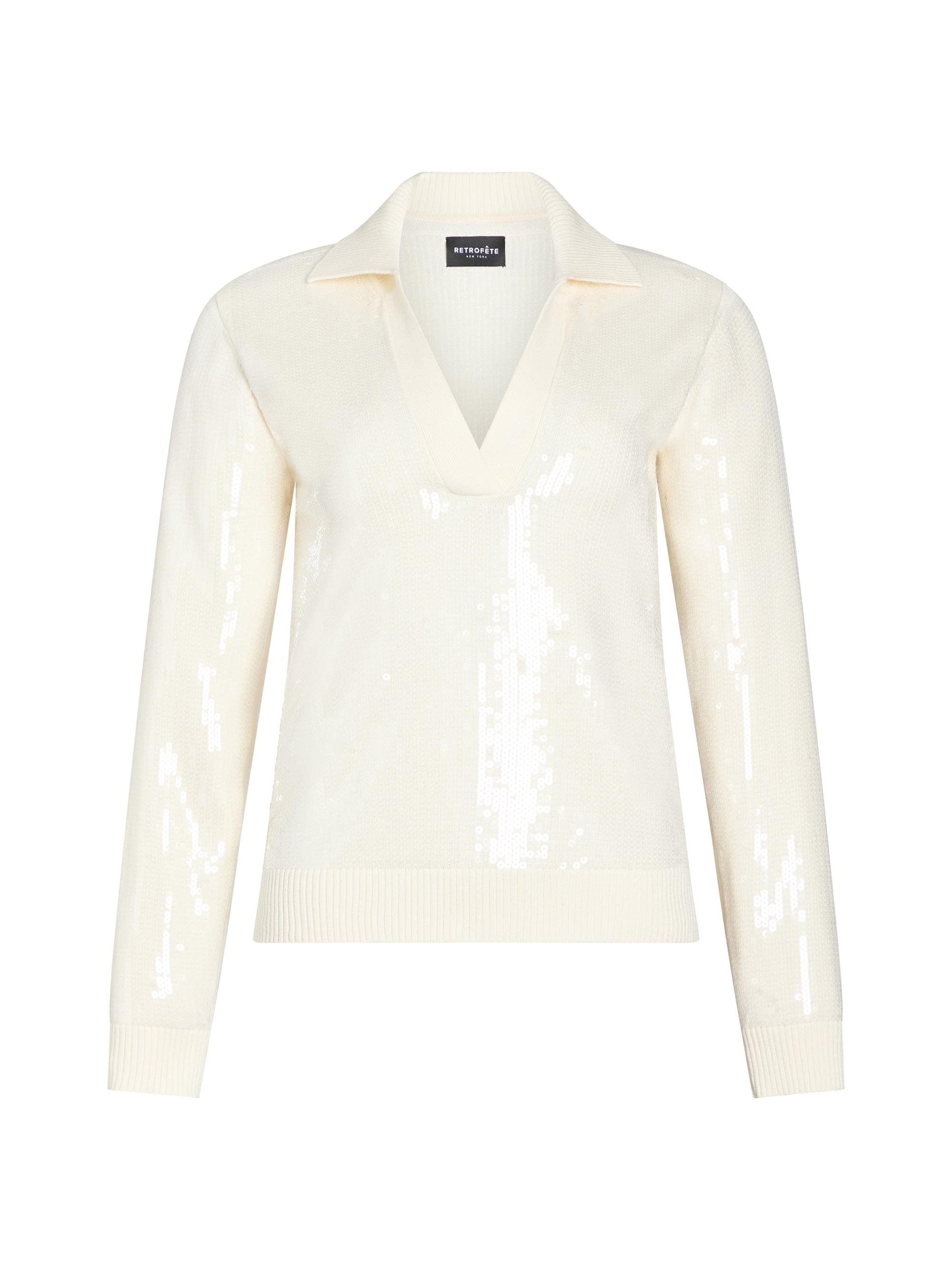 Retrofête Women's Shaelynn Sequin Knit Shirt - Winter White
