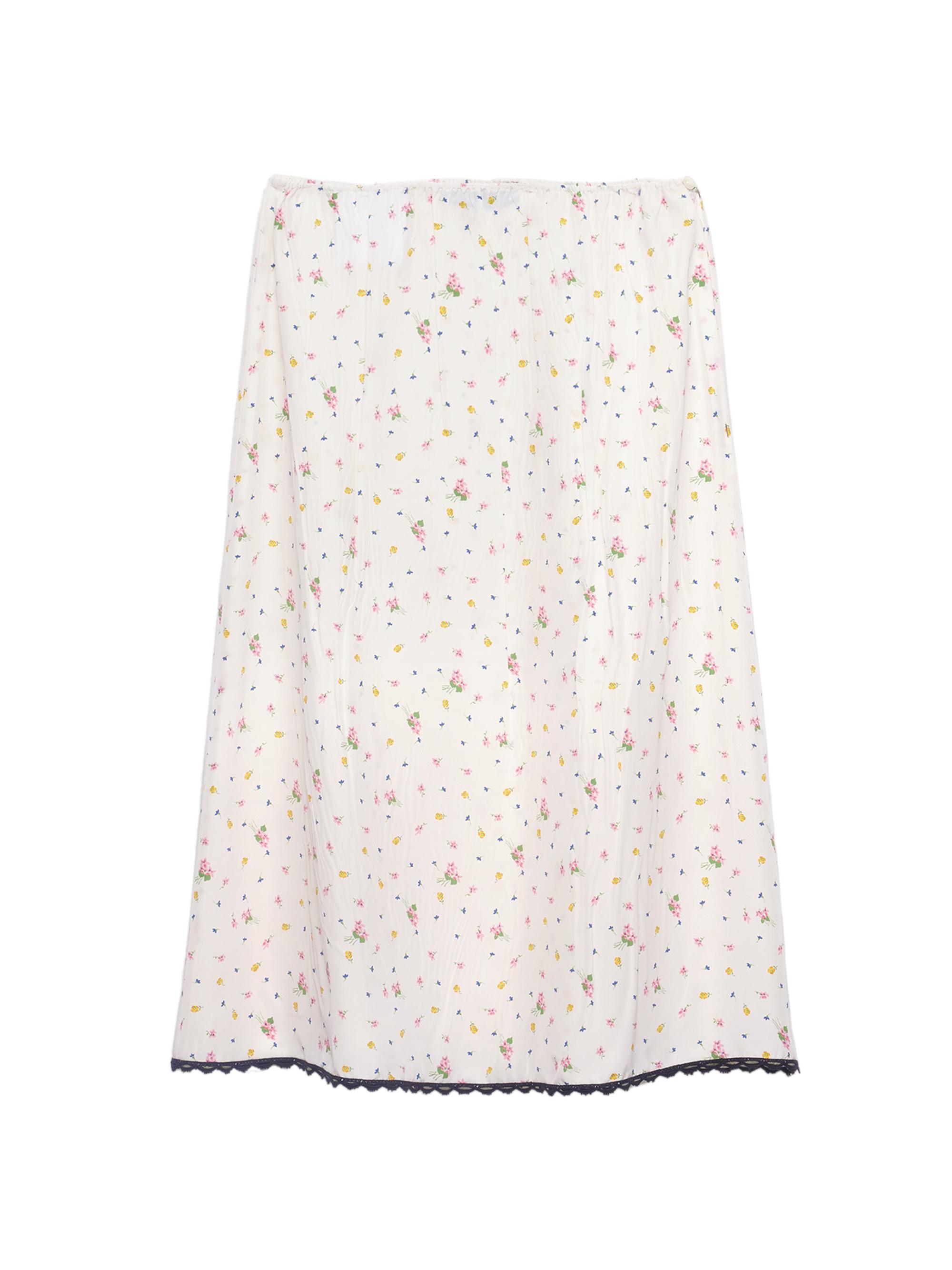Prada Women's Floral Print Ponge Skirt - White