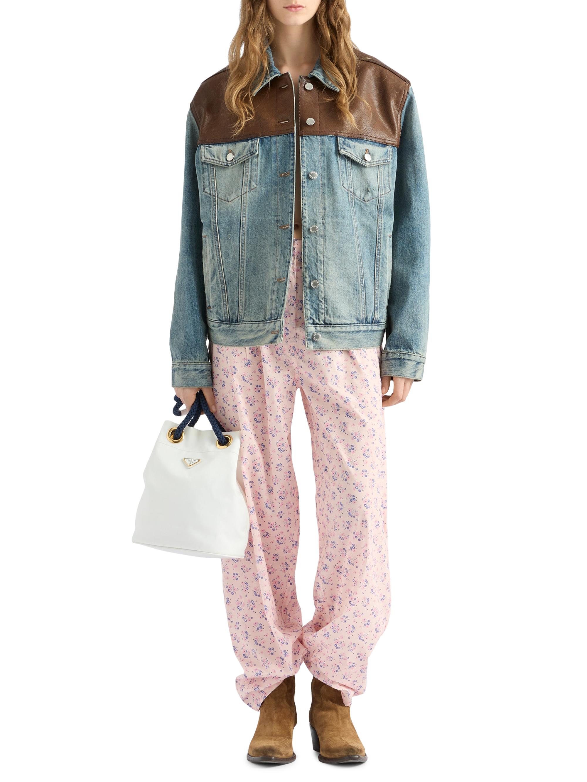 Prada Denim and Leather Blouson Jacket | Saks Fifth Avenue
