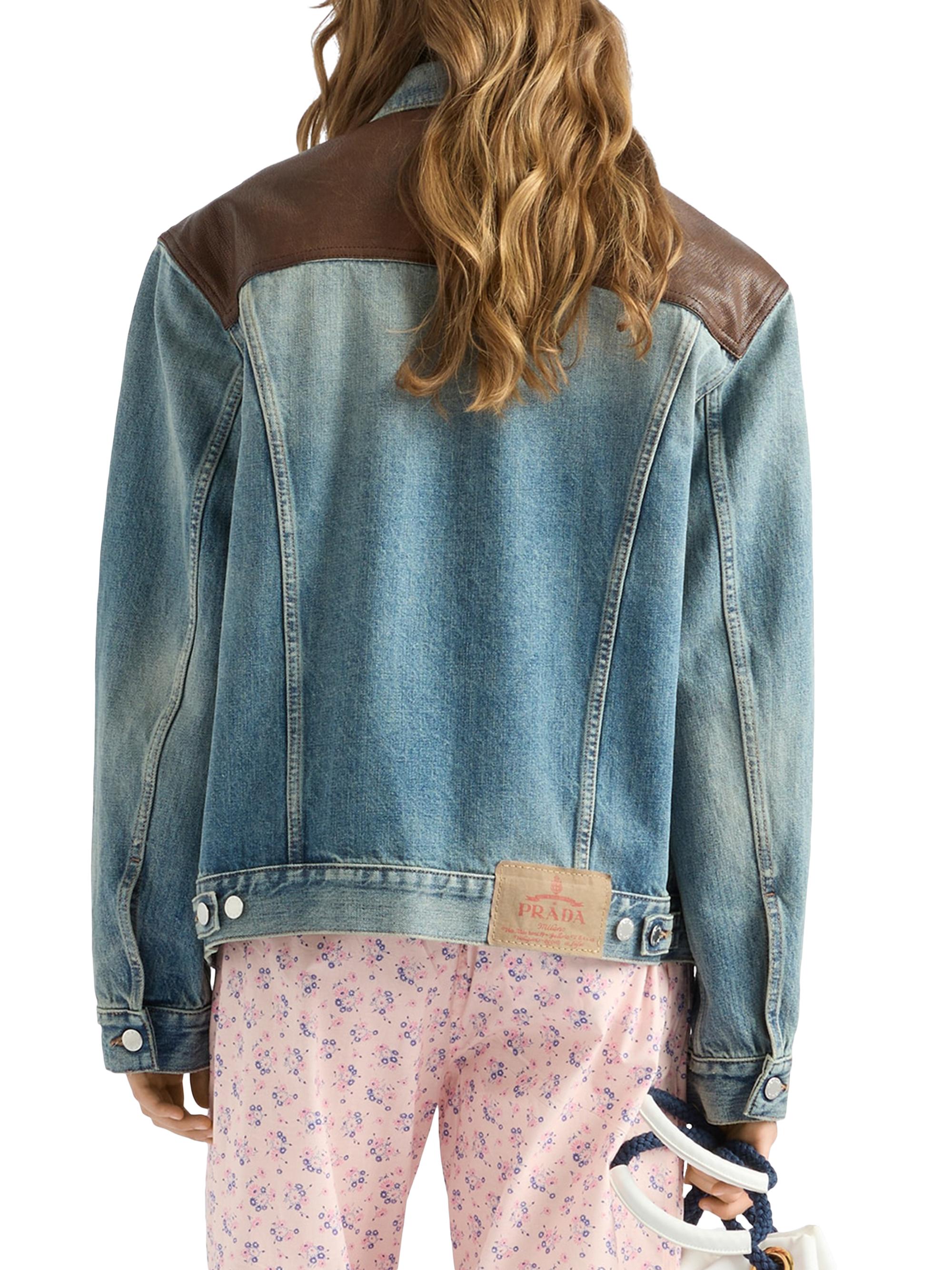 Prada Denim and Leather Blouson Jacket | Saks Fifth Avenue