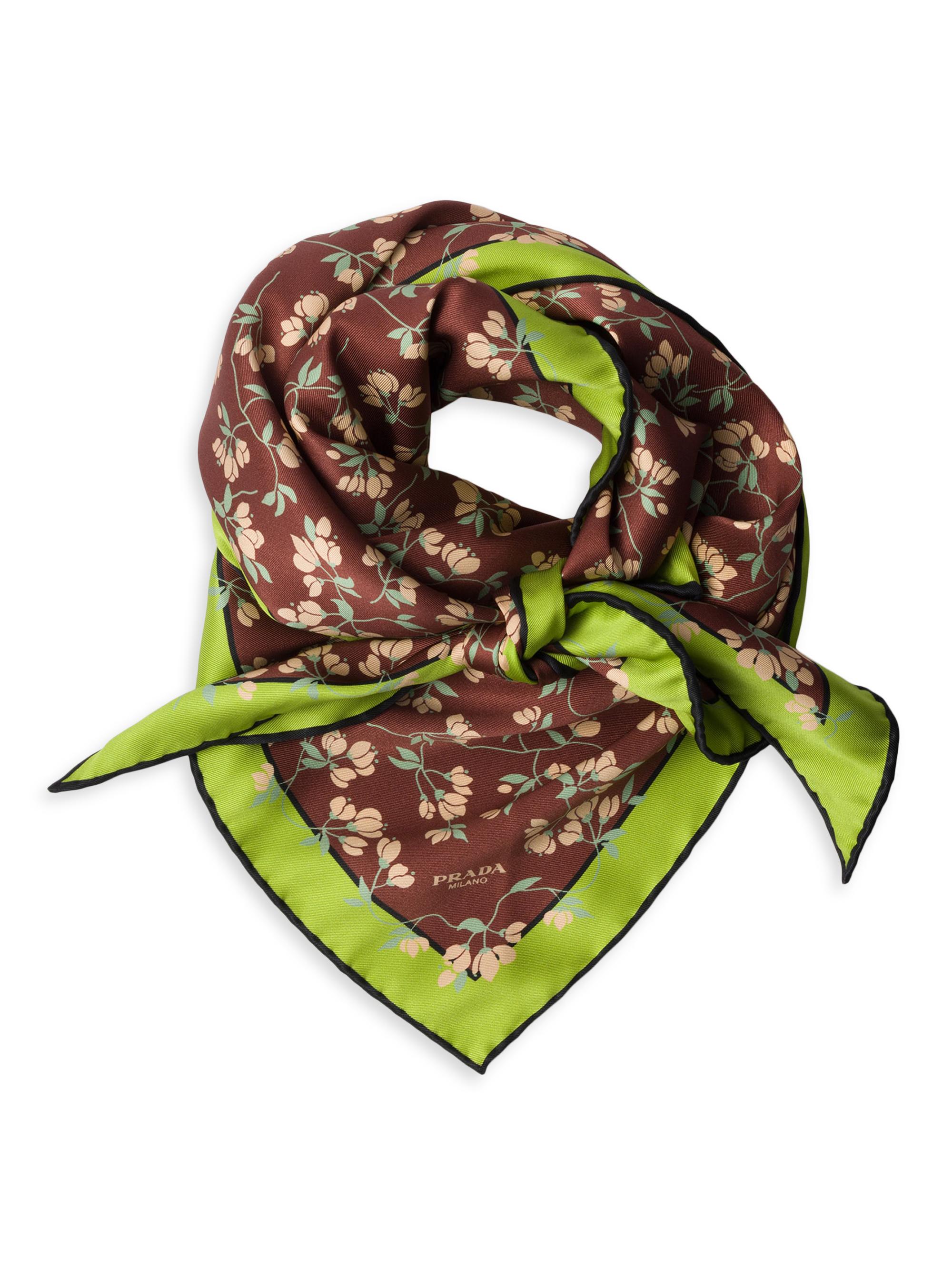 Prada Triangular Printed Silk Twill Scarf | Saks Fifth Avenue