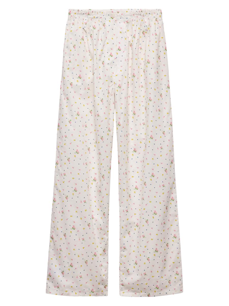 【BAON】Kadabi Eyelet Cotton Wide Pants Prada Floral Print Cotton Batiste Pants | Saks Fifth Avenue
