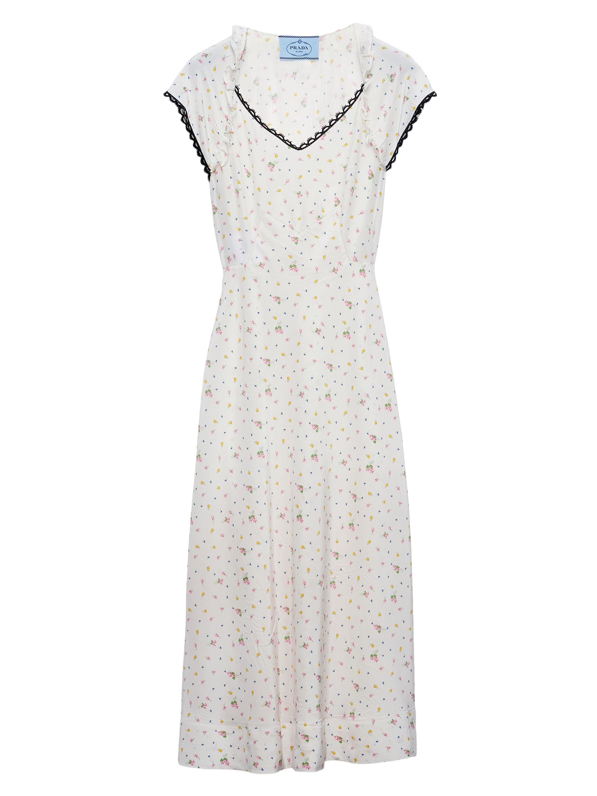 Prada Women's Floral Print Pongé Dress - White