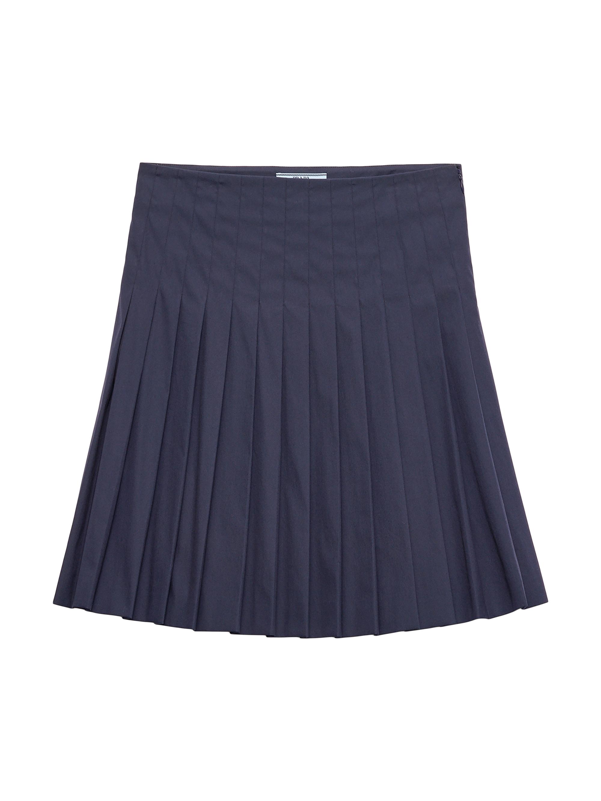 Prada Women's Pleated Poplin Mini Skirt - Blue