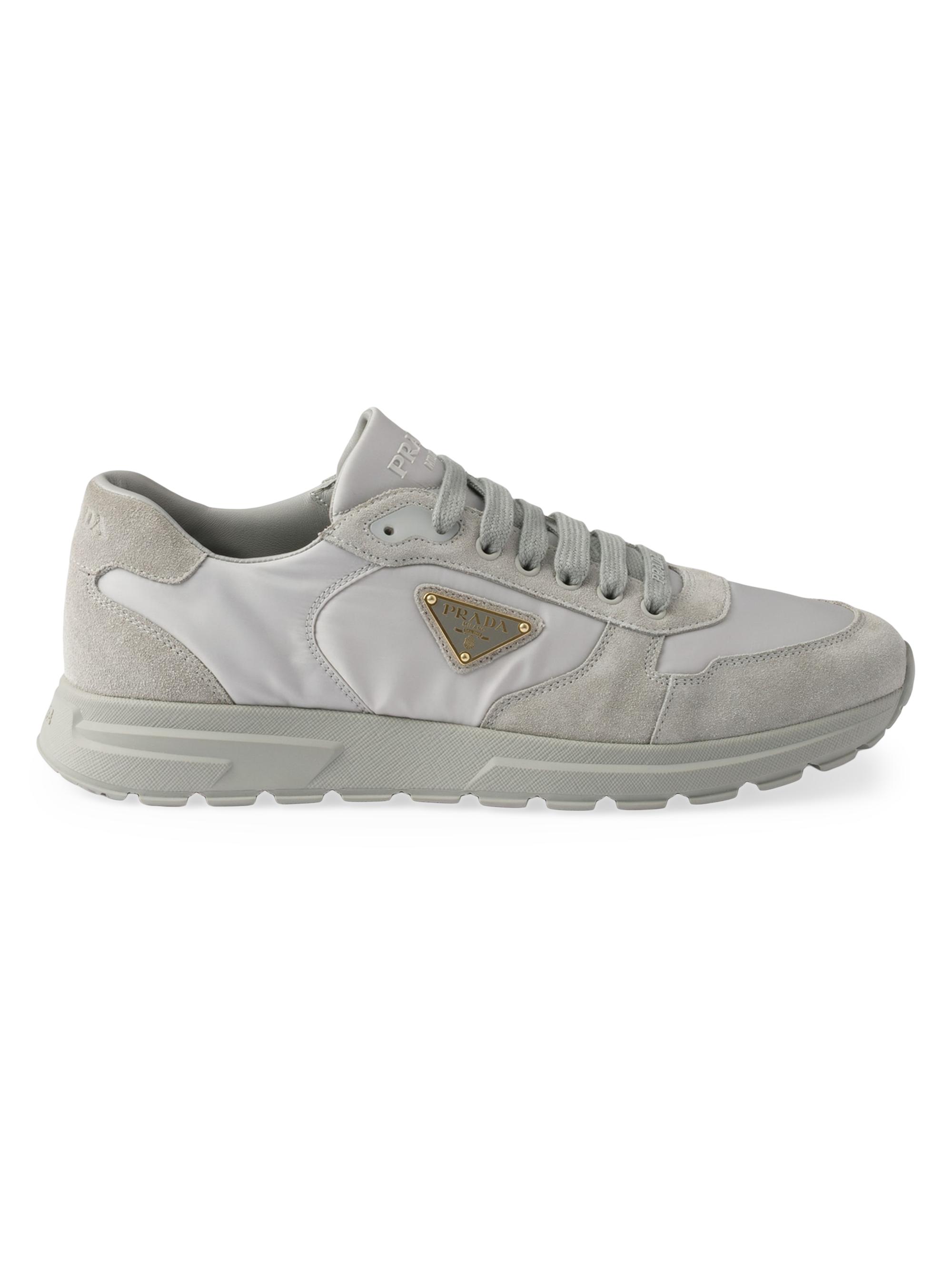 Prada Men's Prax 2.0 Re-Nylon and Suede Sneakers - Grey