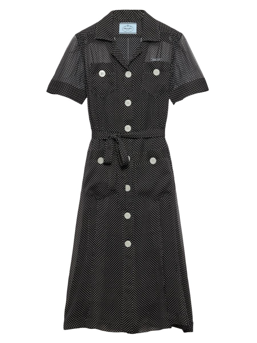 Prada Polka-Dot Silk Chiffon Shirt Dress | Saks Fifth Avenue