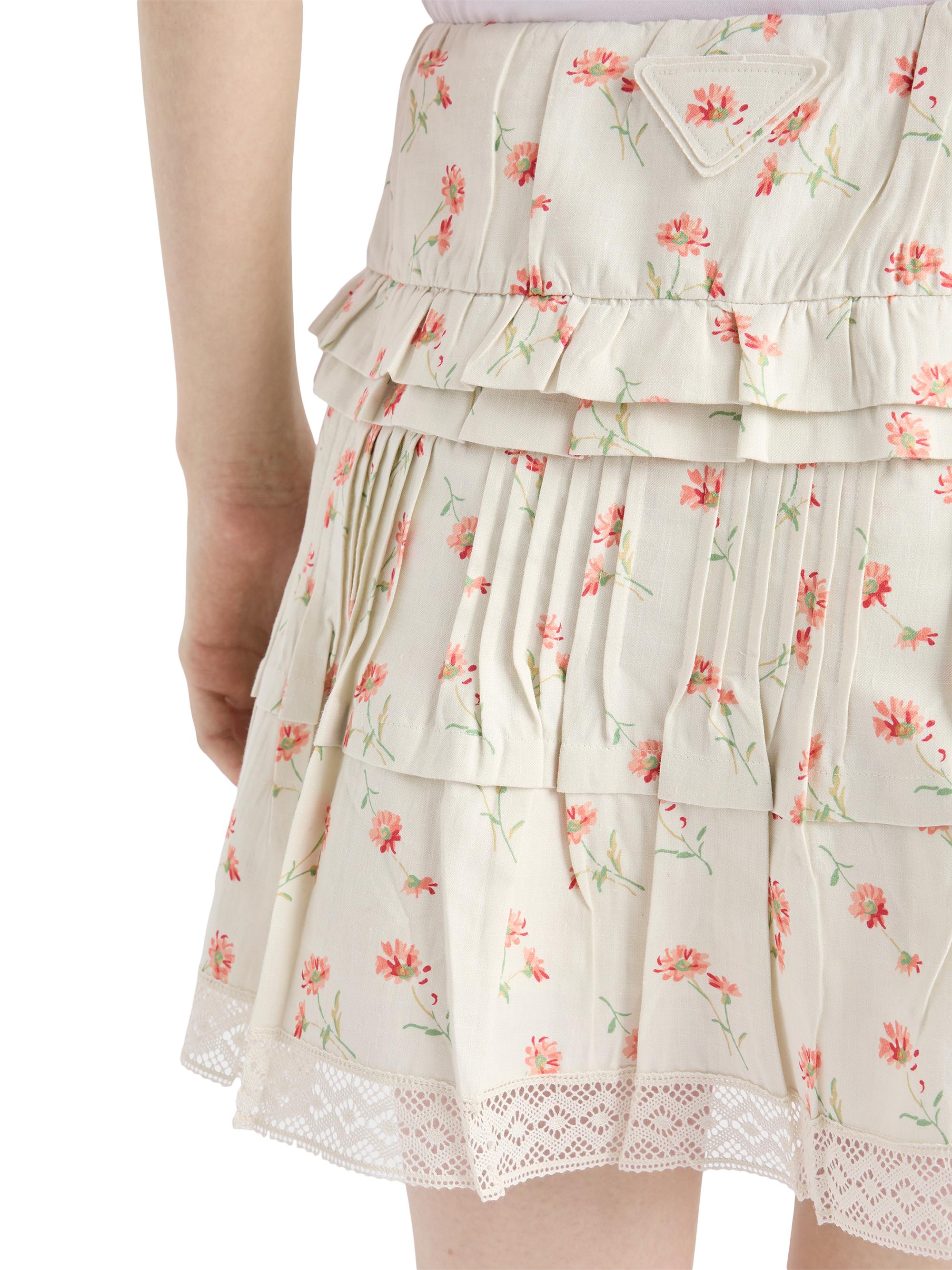 スカート prada flower pattern mini skirt Prada Floral Print Linen Mini Skirt | Saks Fifth Avenue