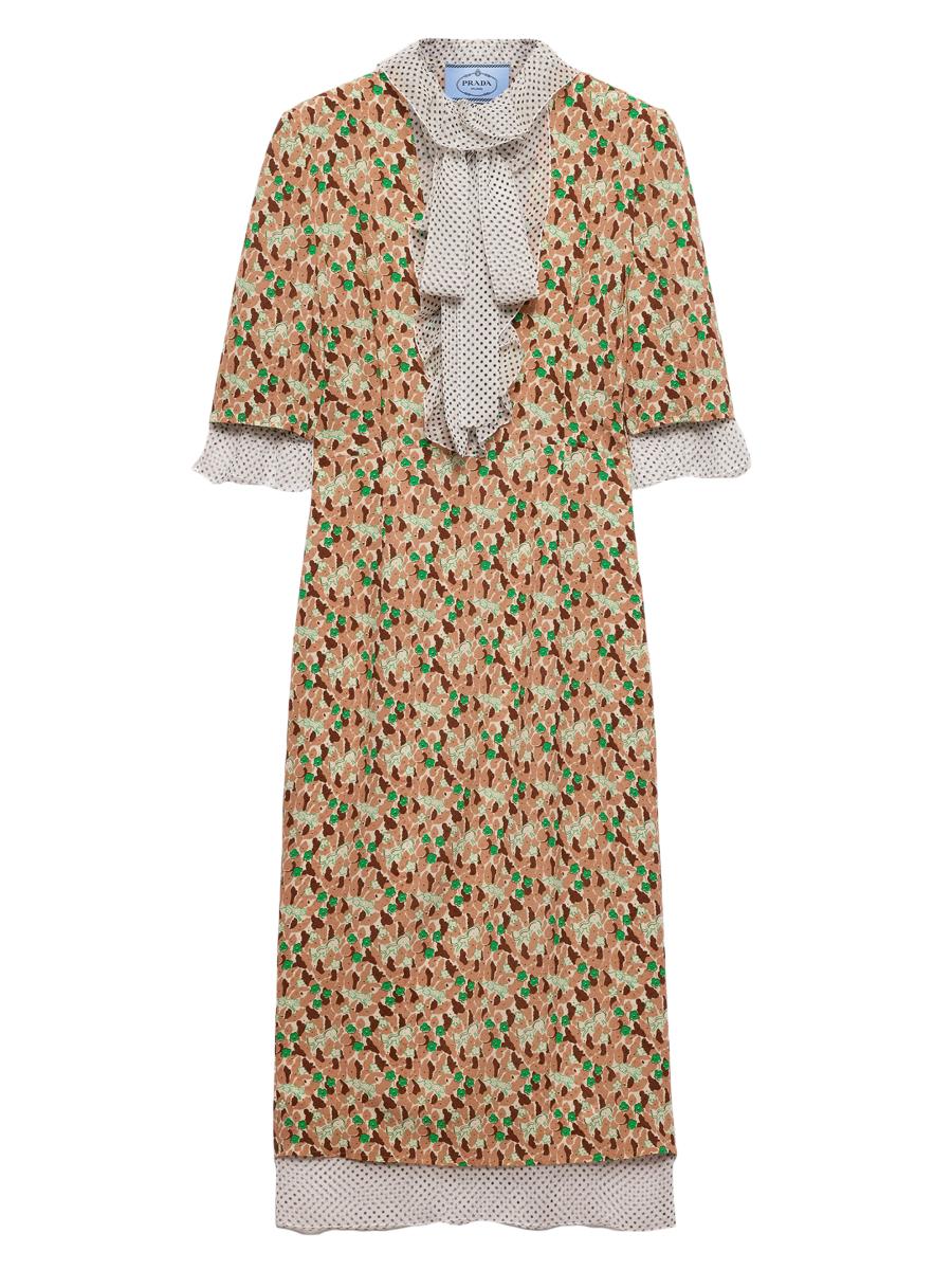 Prada Printed Georgette Dress | Saks Fifth Avenue