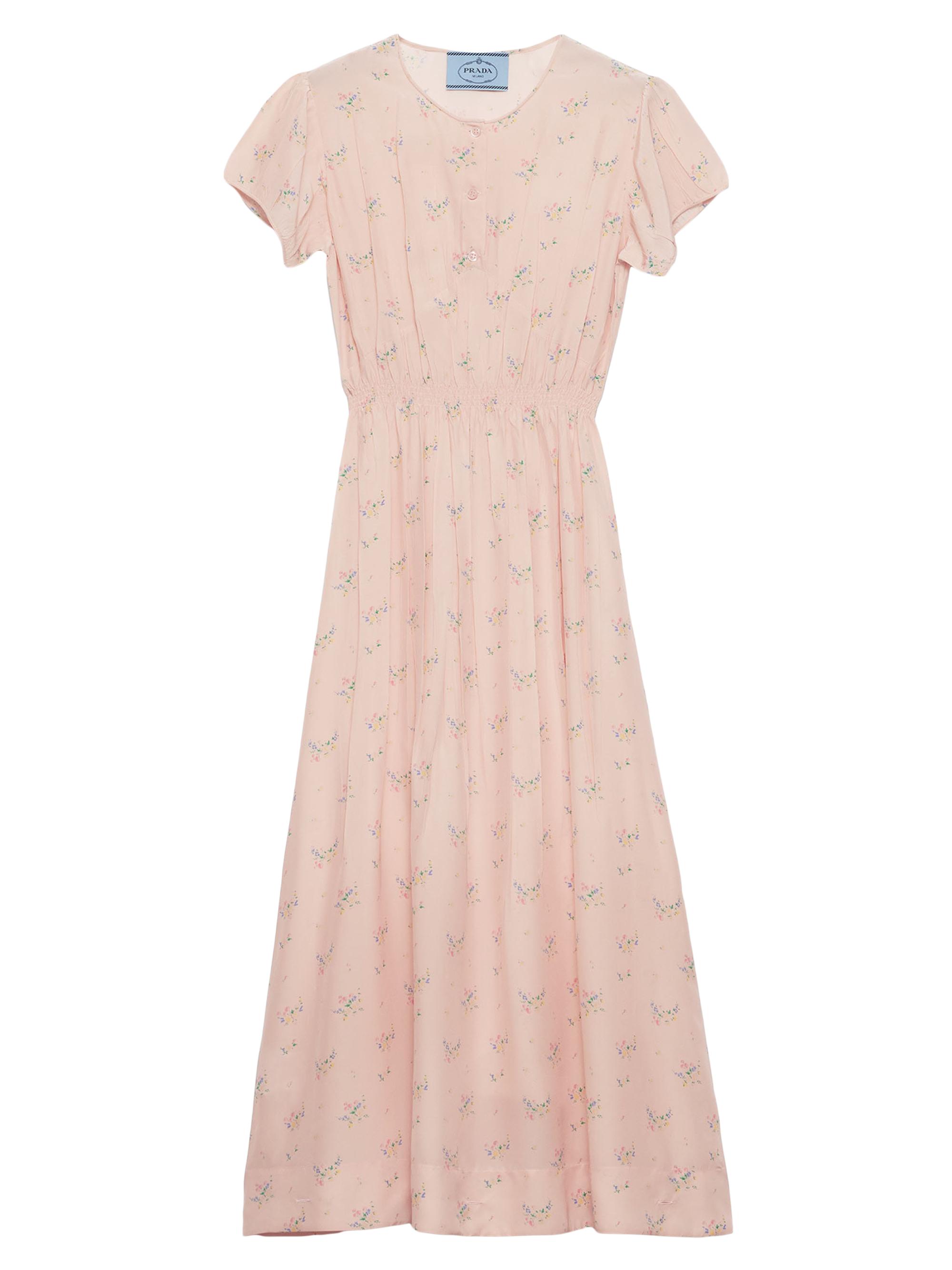 Prada Women's Floral Print Pongé Dress - Pink