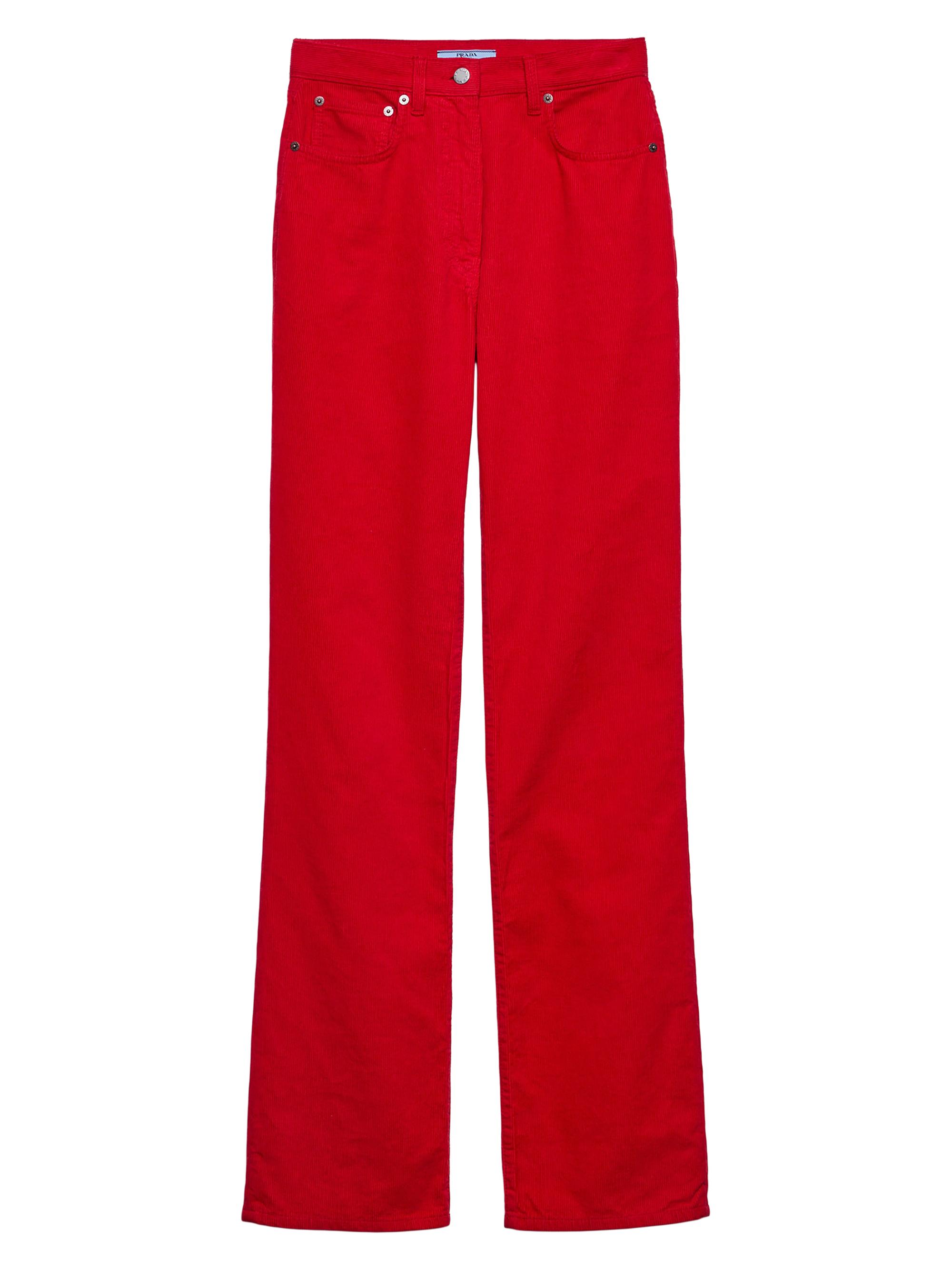 Prada Women's Five-Pocket Corduroy Jeans - Red