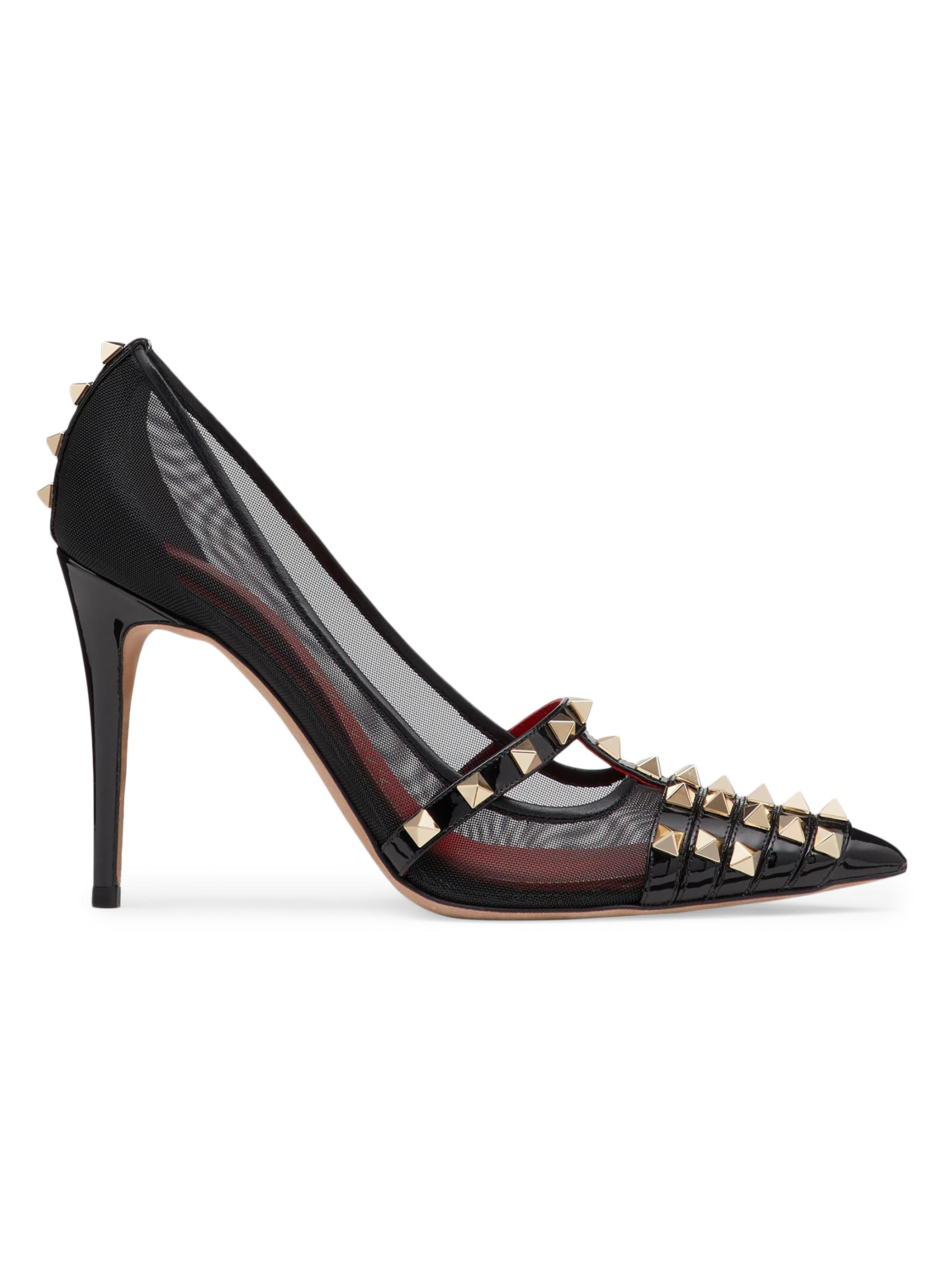 Valentino Garavani Women's Rockstud 100MM Patent Leather Pumps - Black
