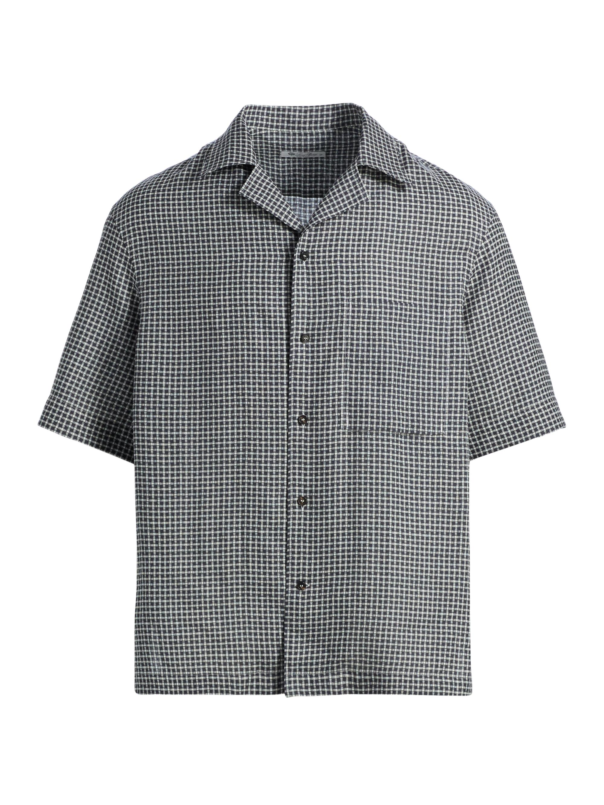 Loro Piana Men's Federico Plaid Linen Camp Shirt -  Blue Check