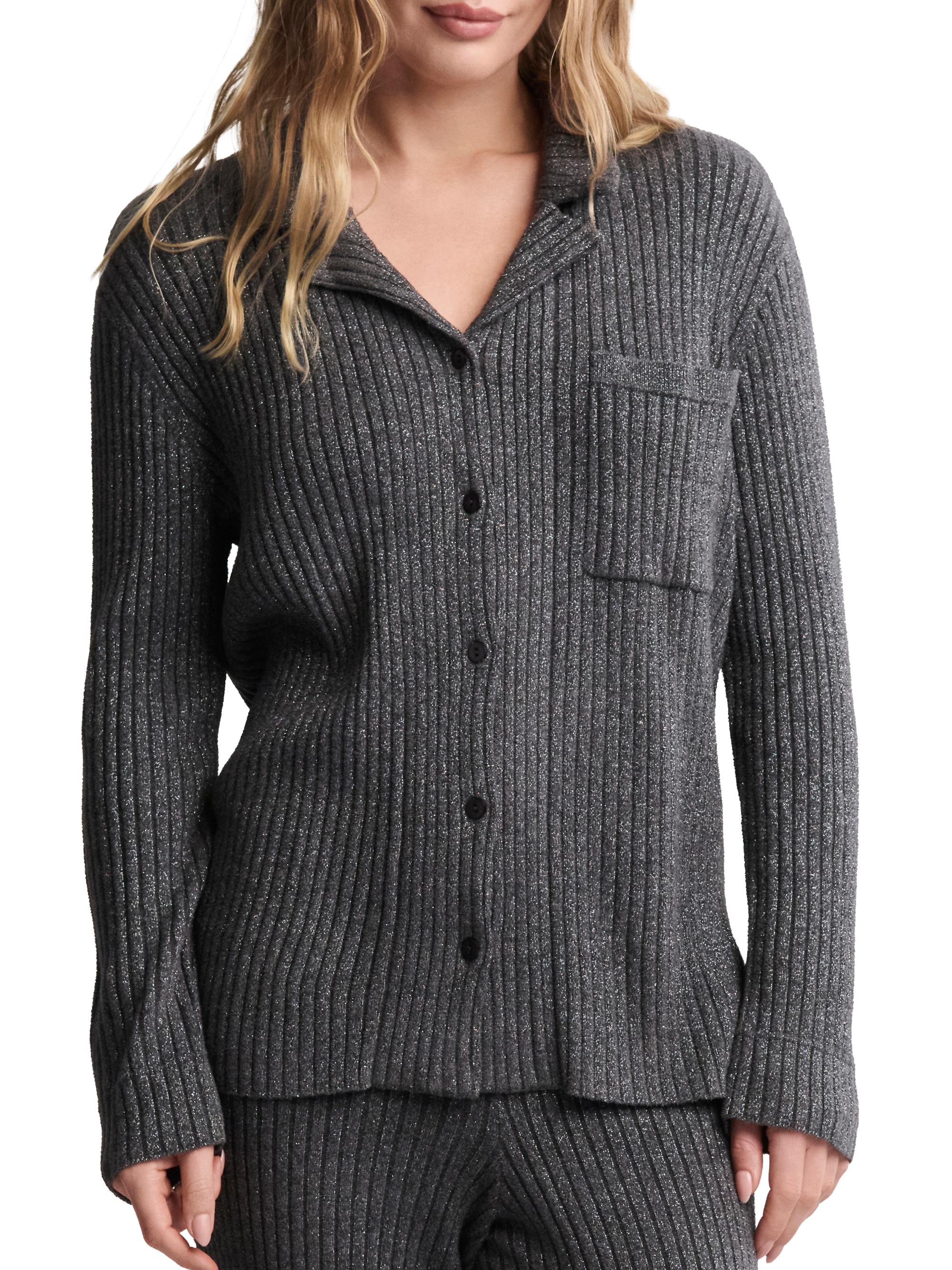 Barefoot Dreams Women's Cozychic Ultra Lite Rib Button-Front Sweater - Carbon