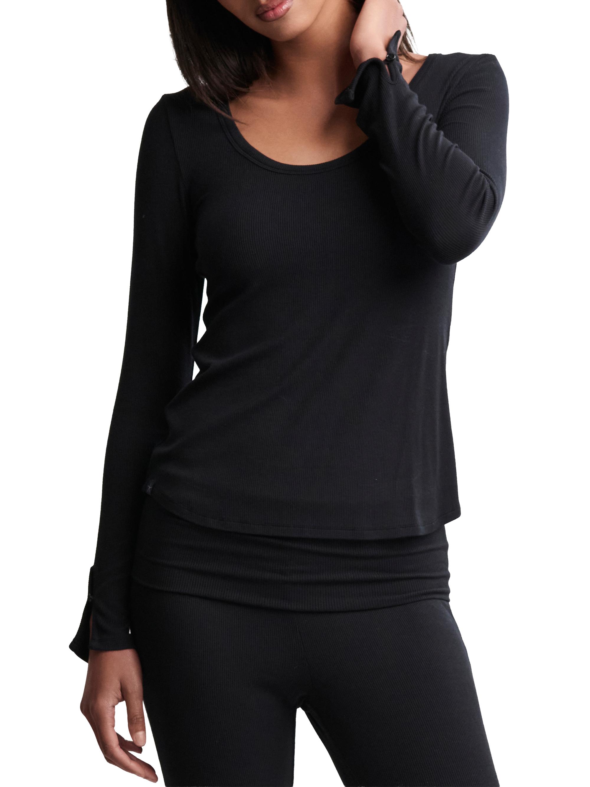 Barefoot Dreams Women's Ultra Soft Ribbed Long-Sleeve T-Shirt - Black