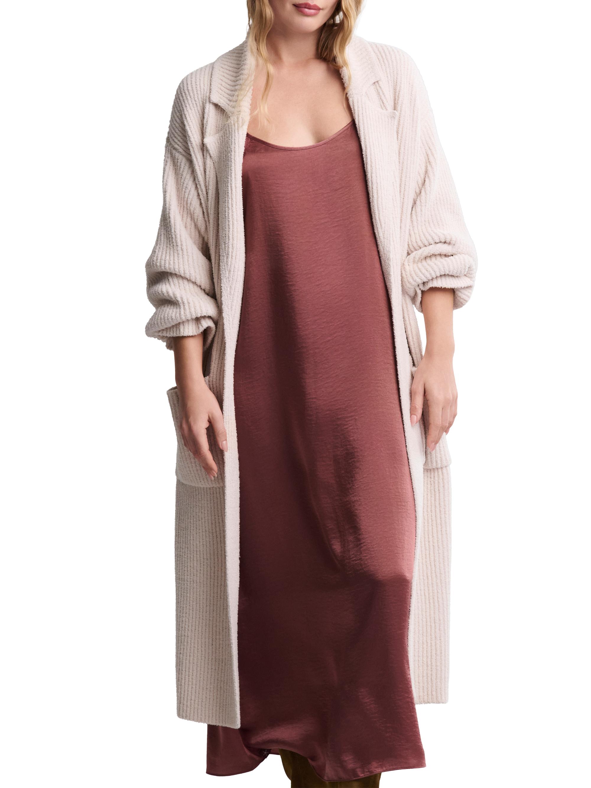 Barefoot Dreams Women's Cozychic Cotton Rib Long Cardigan - Sand Dune