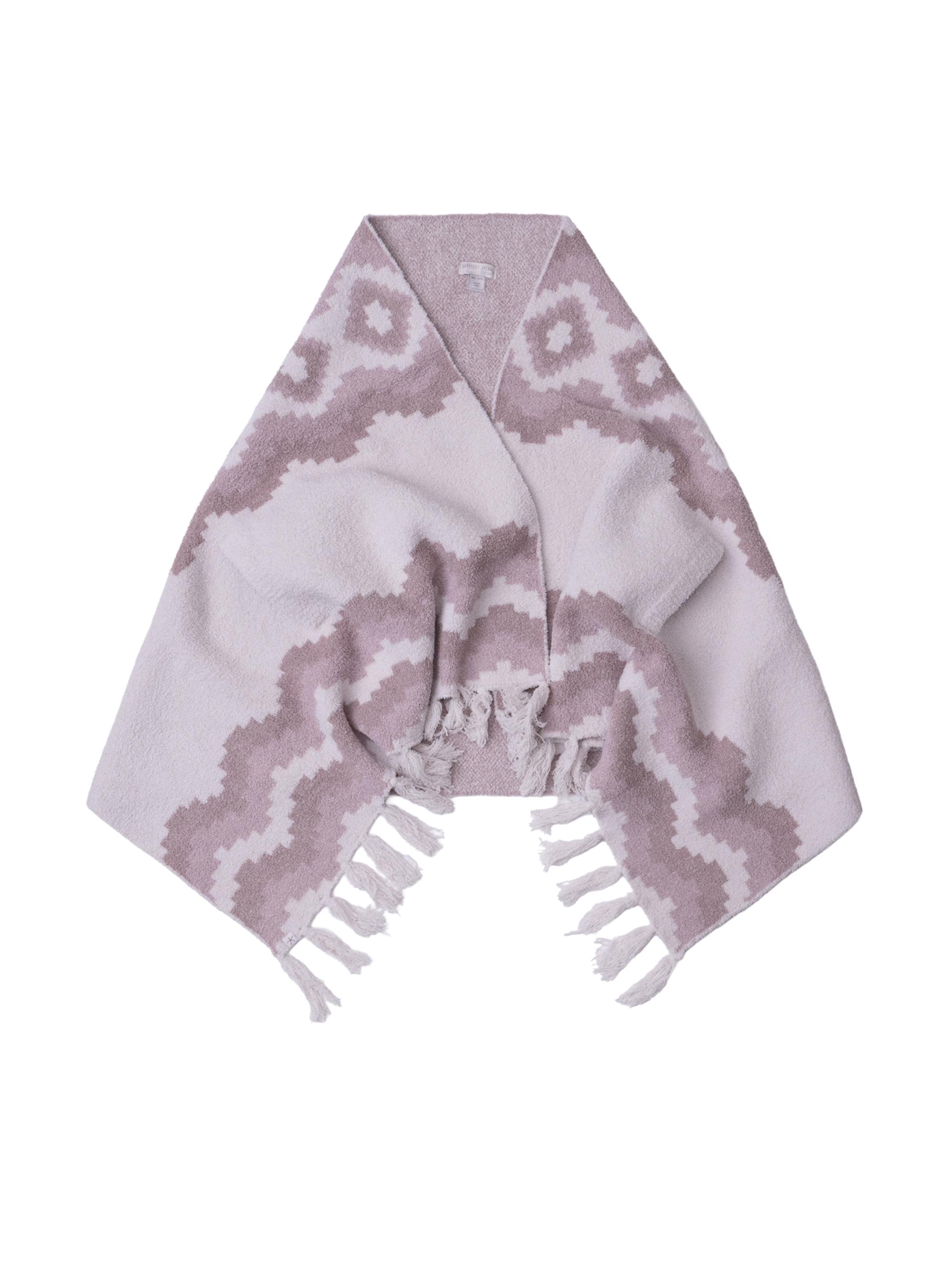 Barefoot Dreams Women's Cozychic Mosaic Fringe-Trimmed Wrap - Faded Rose Multi