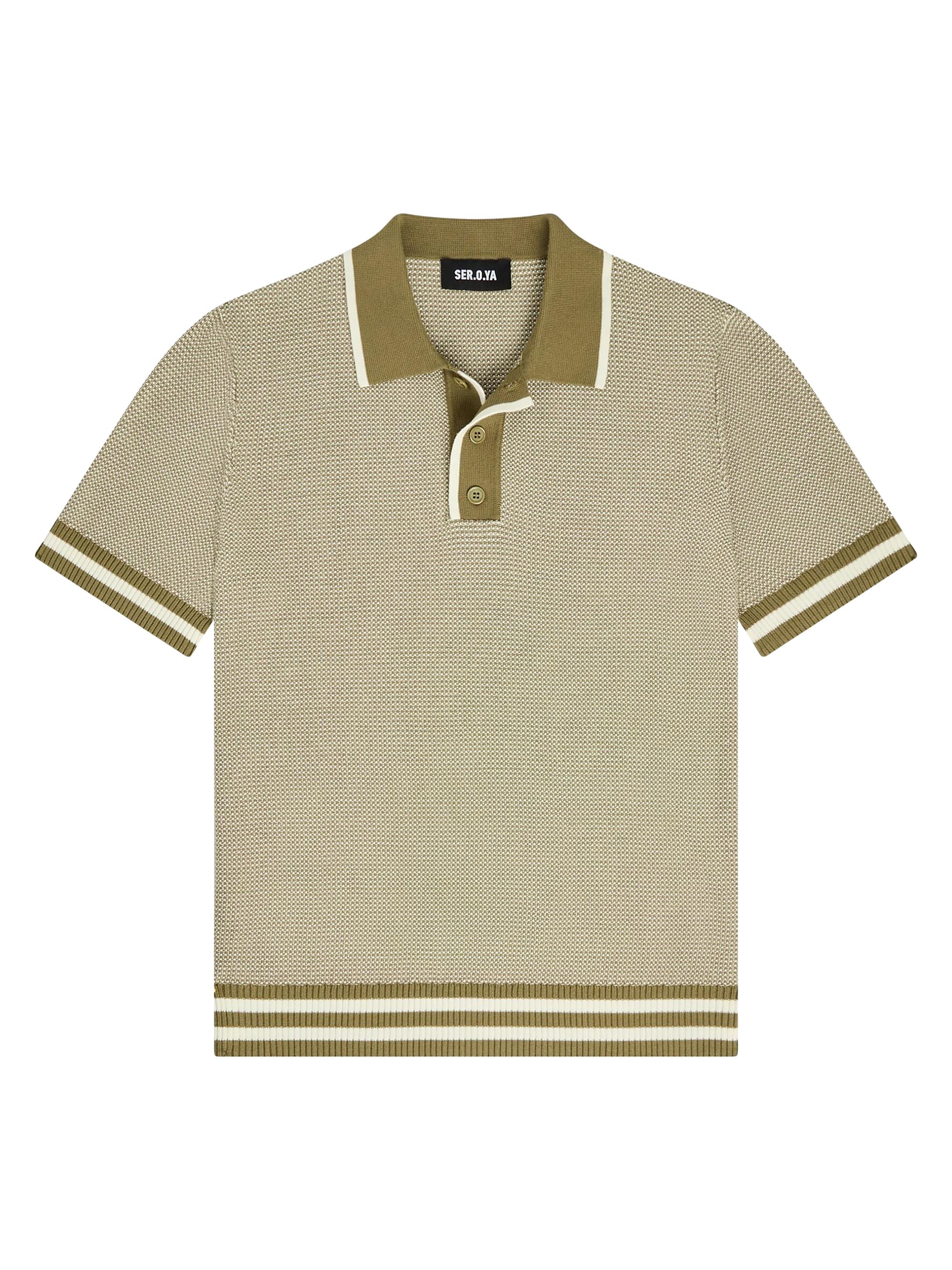 Ser.o.ya Men's Ethan Knit Polo Shirt - Khaki Green