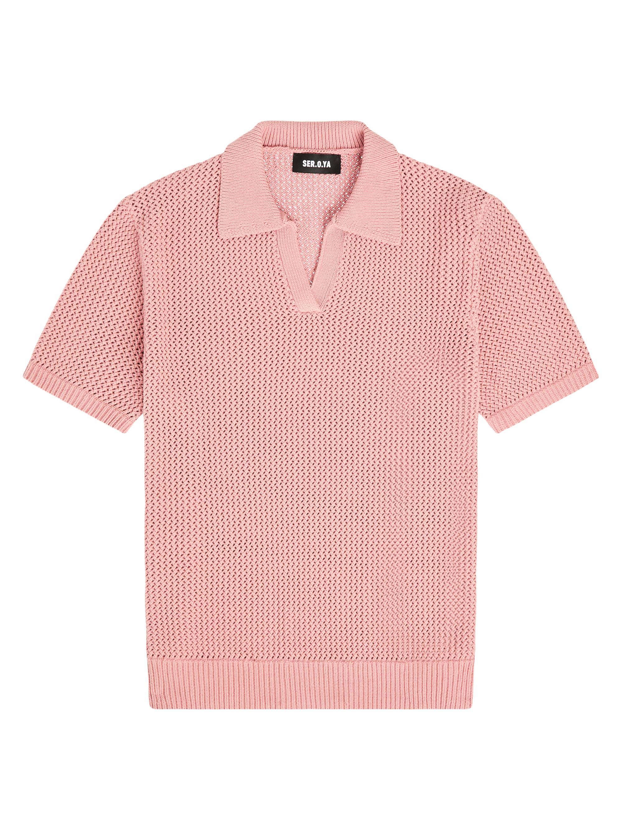 Ser.o.ya Men's Romeo Crochet Polo Shirt - Mauve