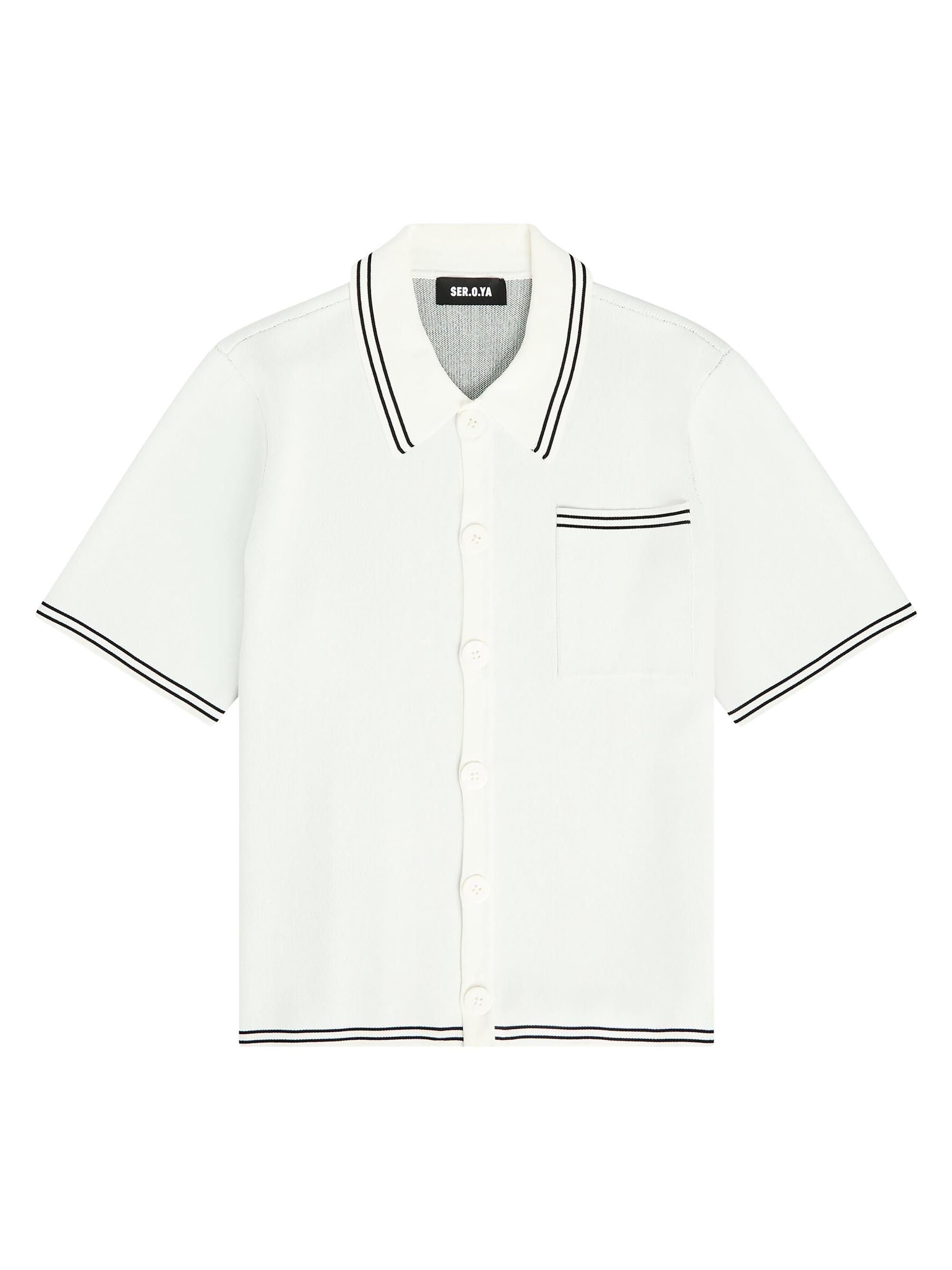Ser.o.ya Men's Mayson Knit Button Down Shirt - White Black