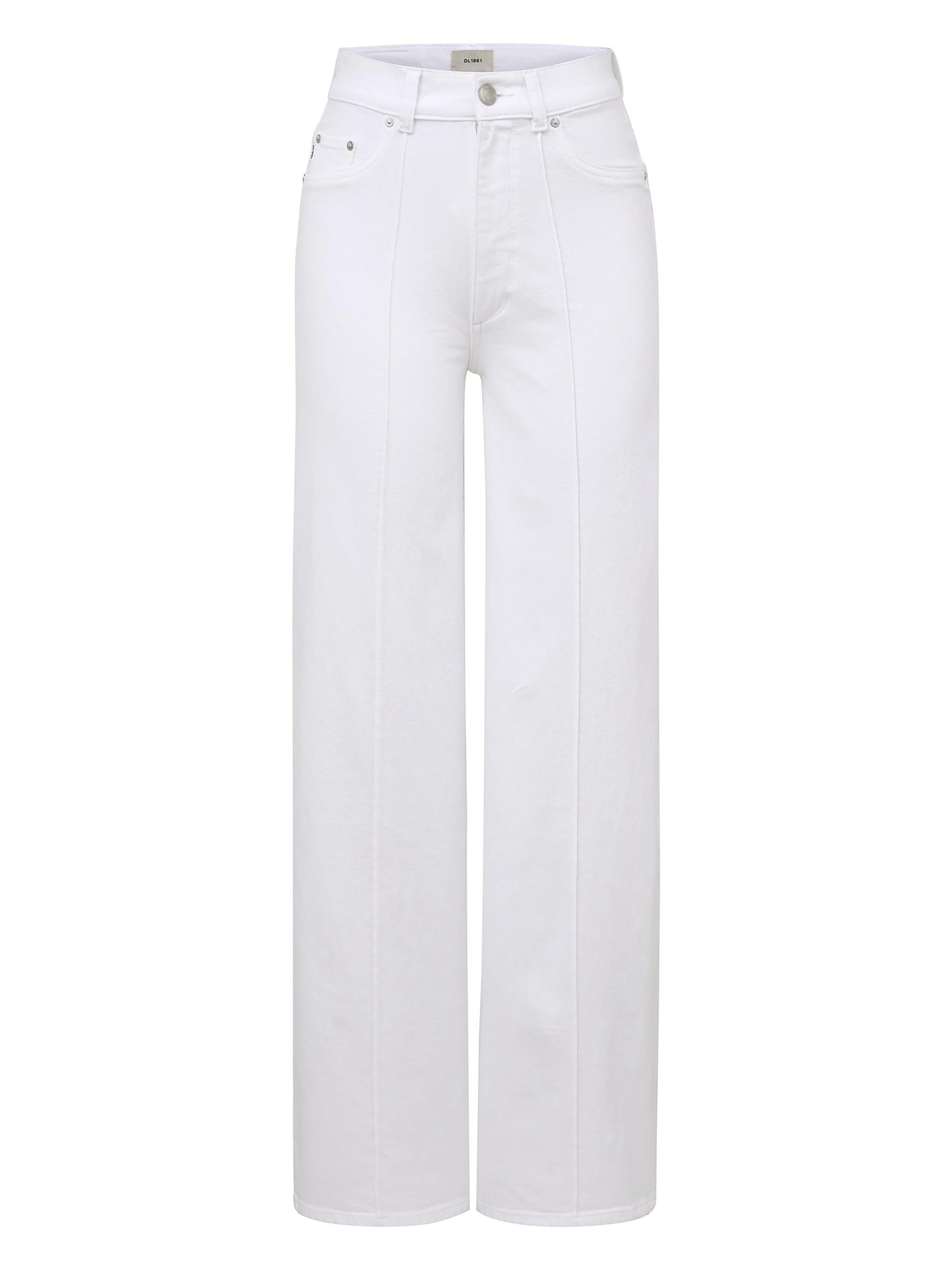 DL1961 Women's Hepburn Wide Leg High Rise 32" Jeans - White Pintuck