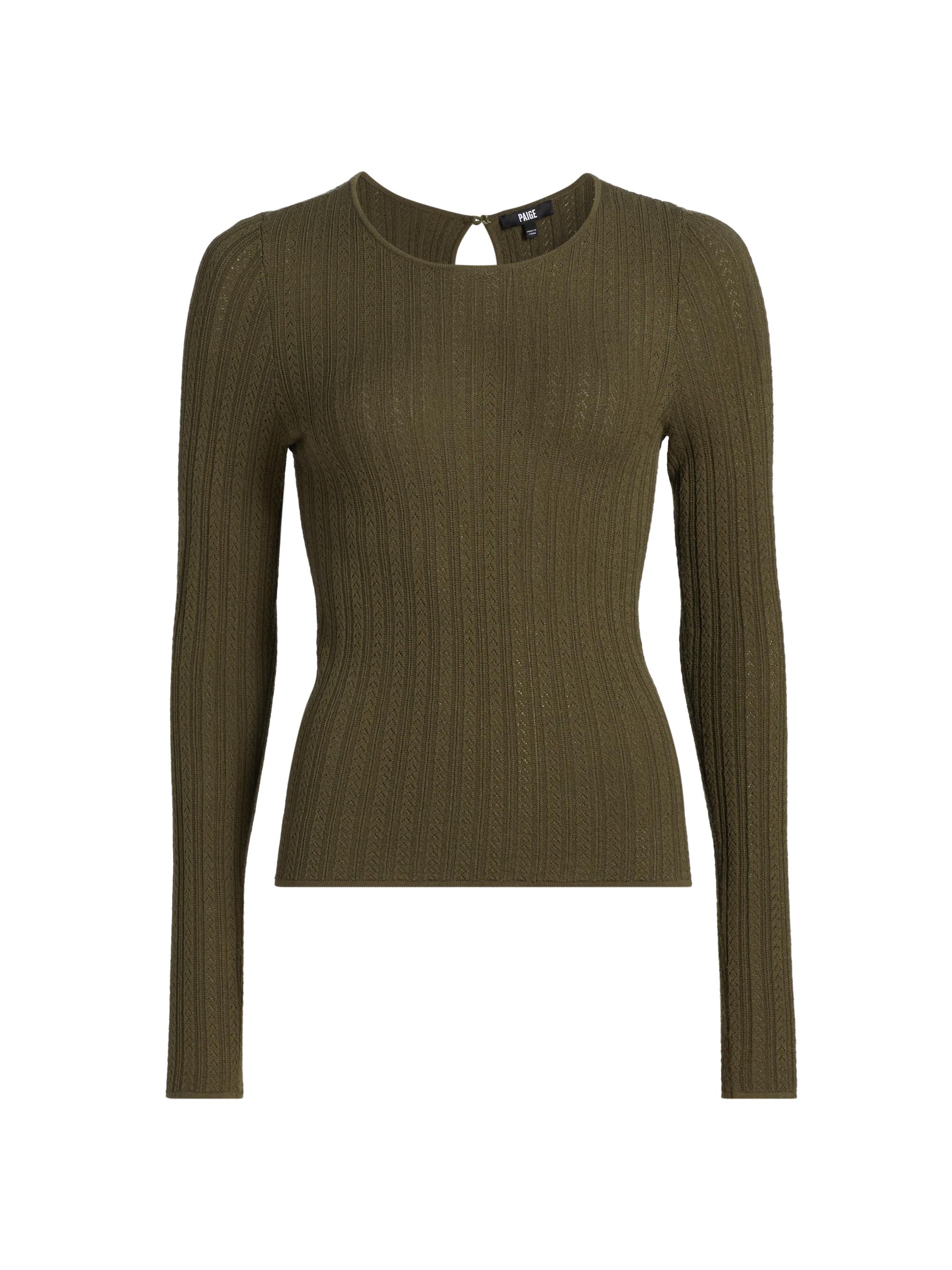 Paige Women's Alis Knit Round Neck Top - Dark Army