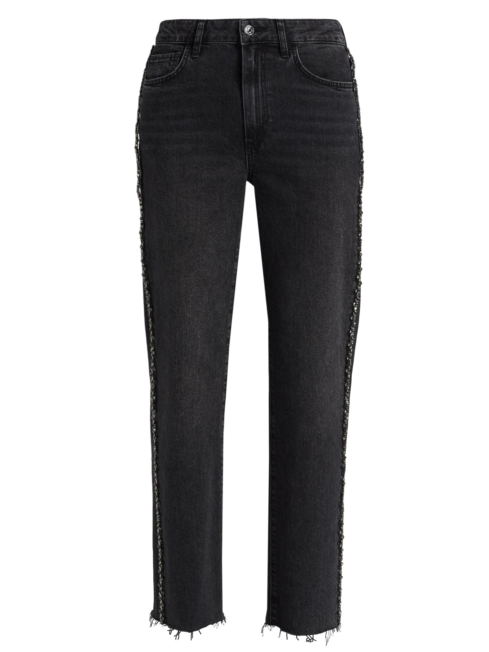 Paige Women's Mason Embellished Ankle-Length Jeans - Glitz Black Embellished