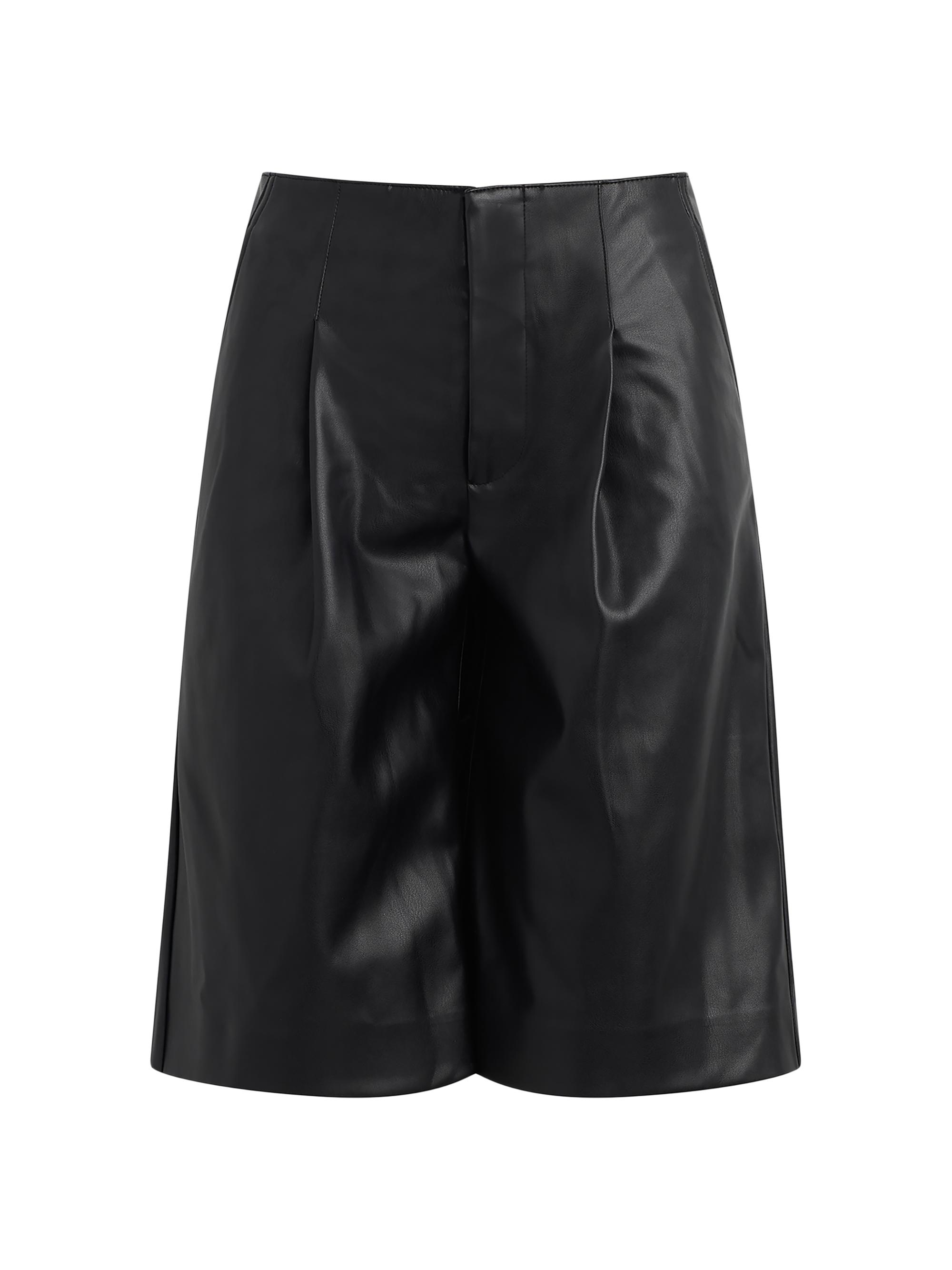 Hudson Jeans Women's Faux Leather Pleated Trouser Shorts - Black