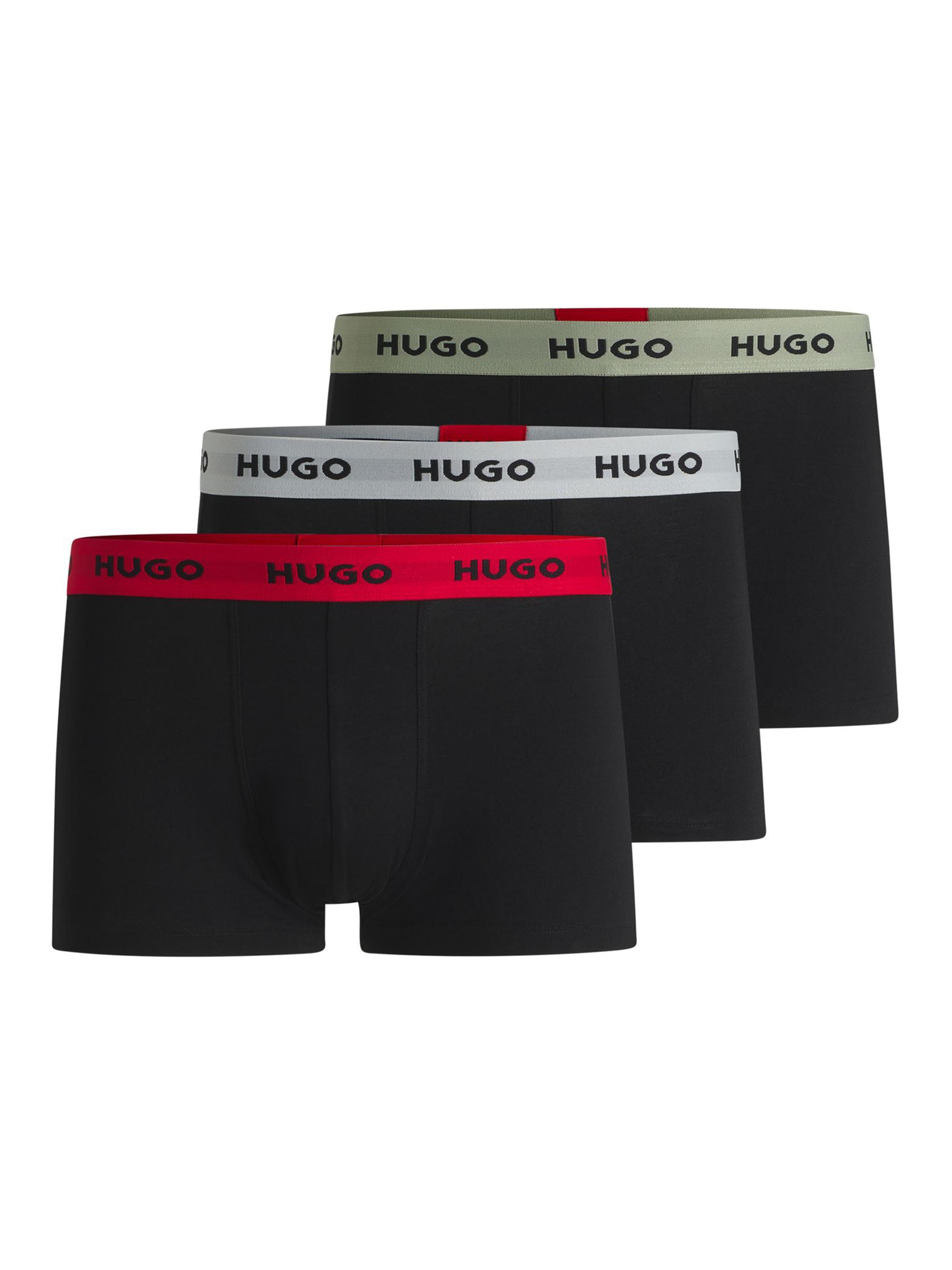 HUGO Men's Three-Pack of Stretch-Cotton Trunks - Black Multi