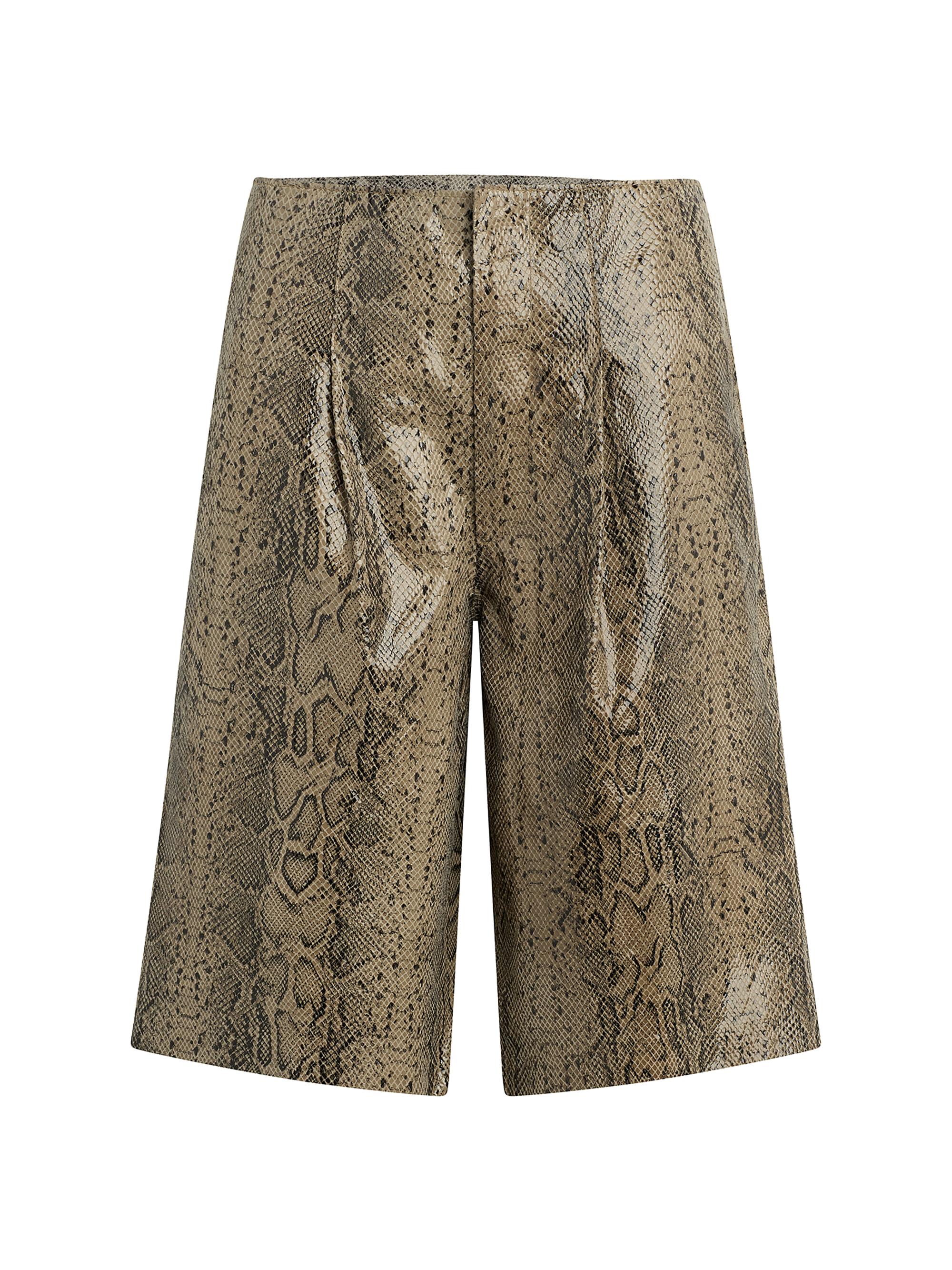 Hudson Jeans Women's Snake-Printed Trouser Shorts - Taupe Snake