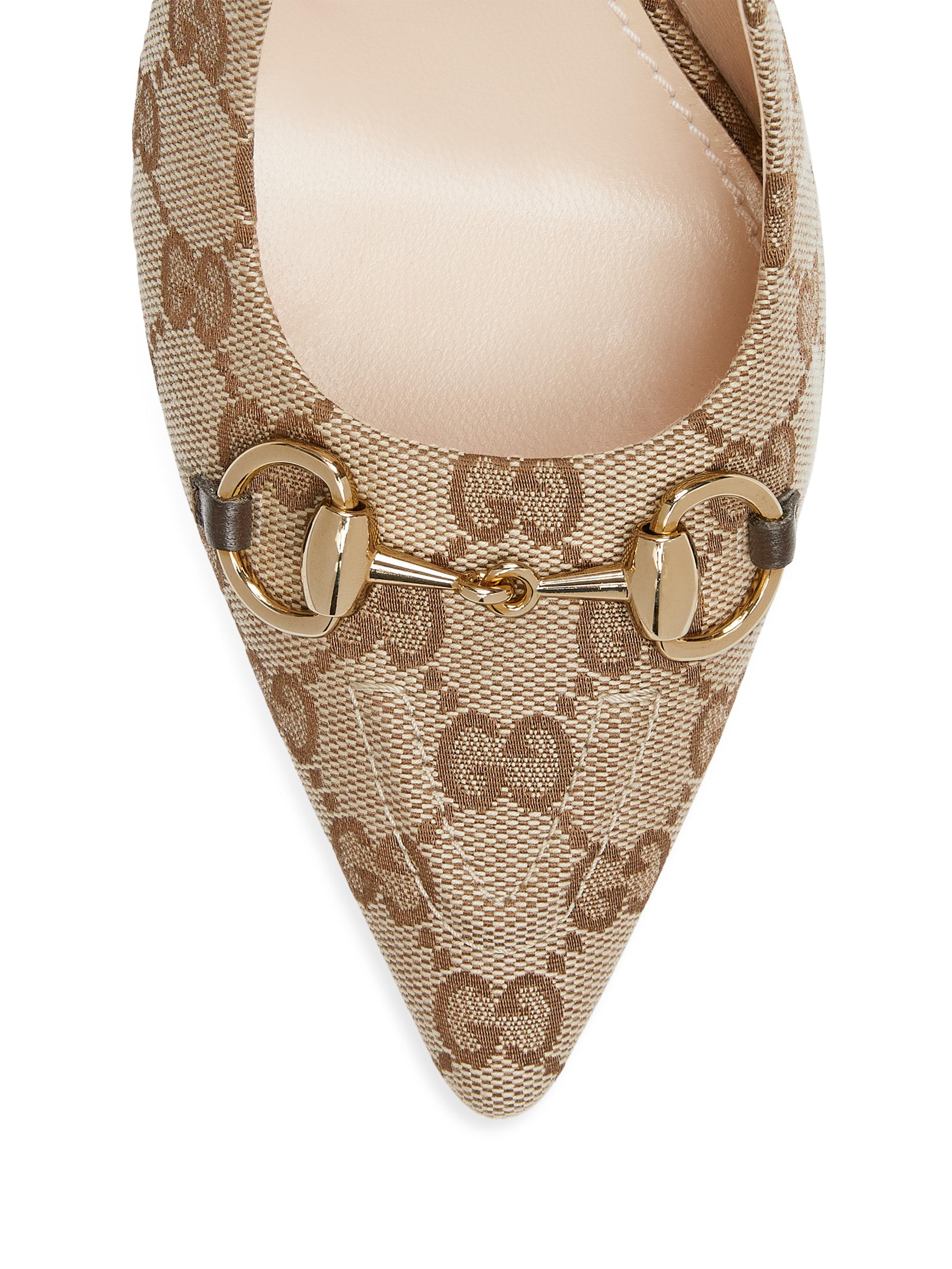Gucci 85MM Horsebit GG Canvas Slingback Pumps | Saks Fifth Avenue