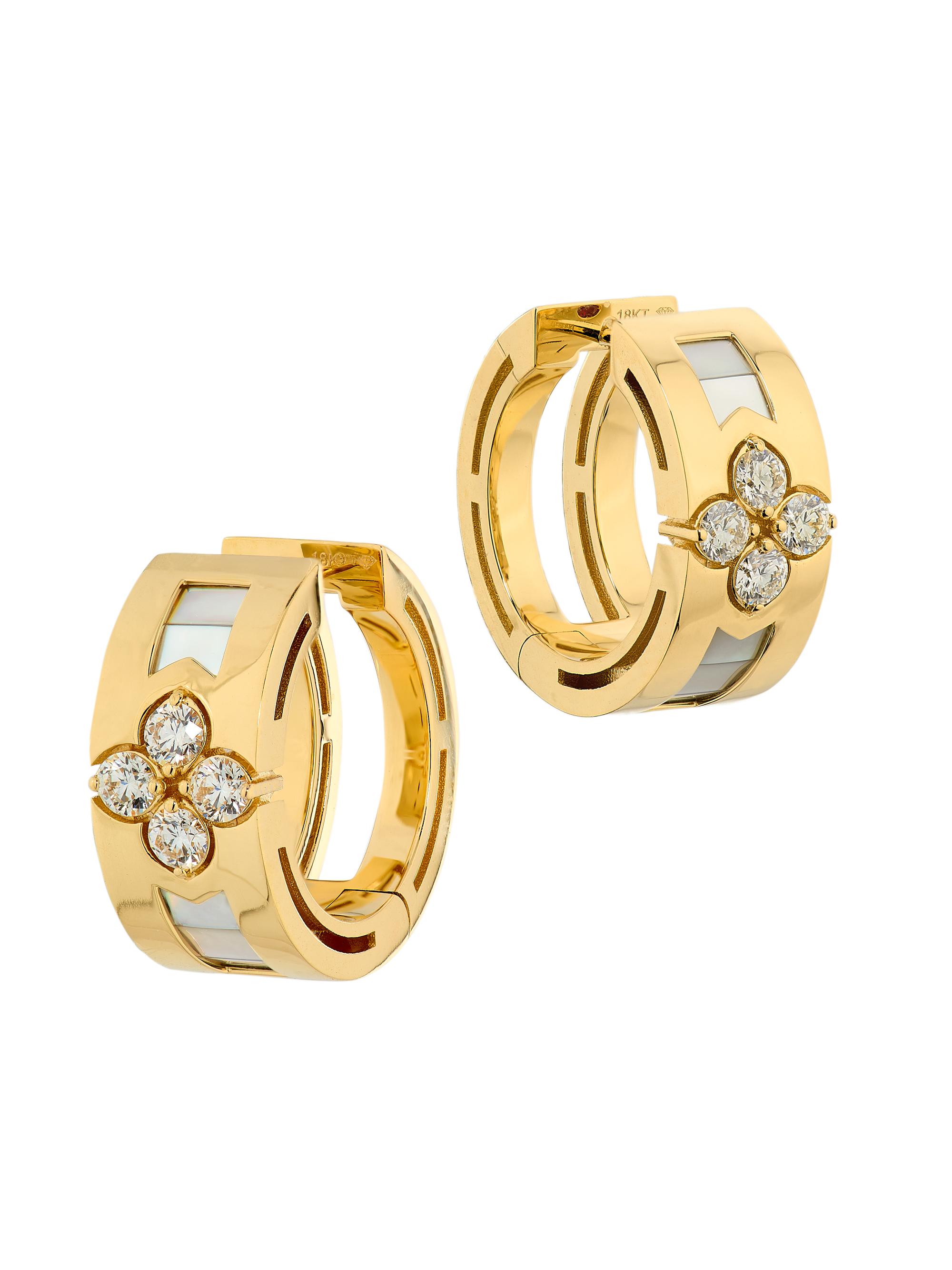 Roberto Coin Women's Love In Verona 18K Yellow Gold & 0.65 TCW Diamond Hoop Earrings - Yellow Gold