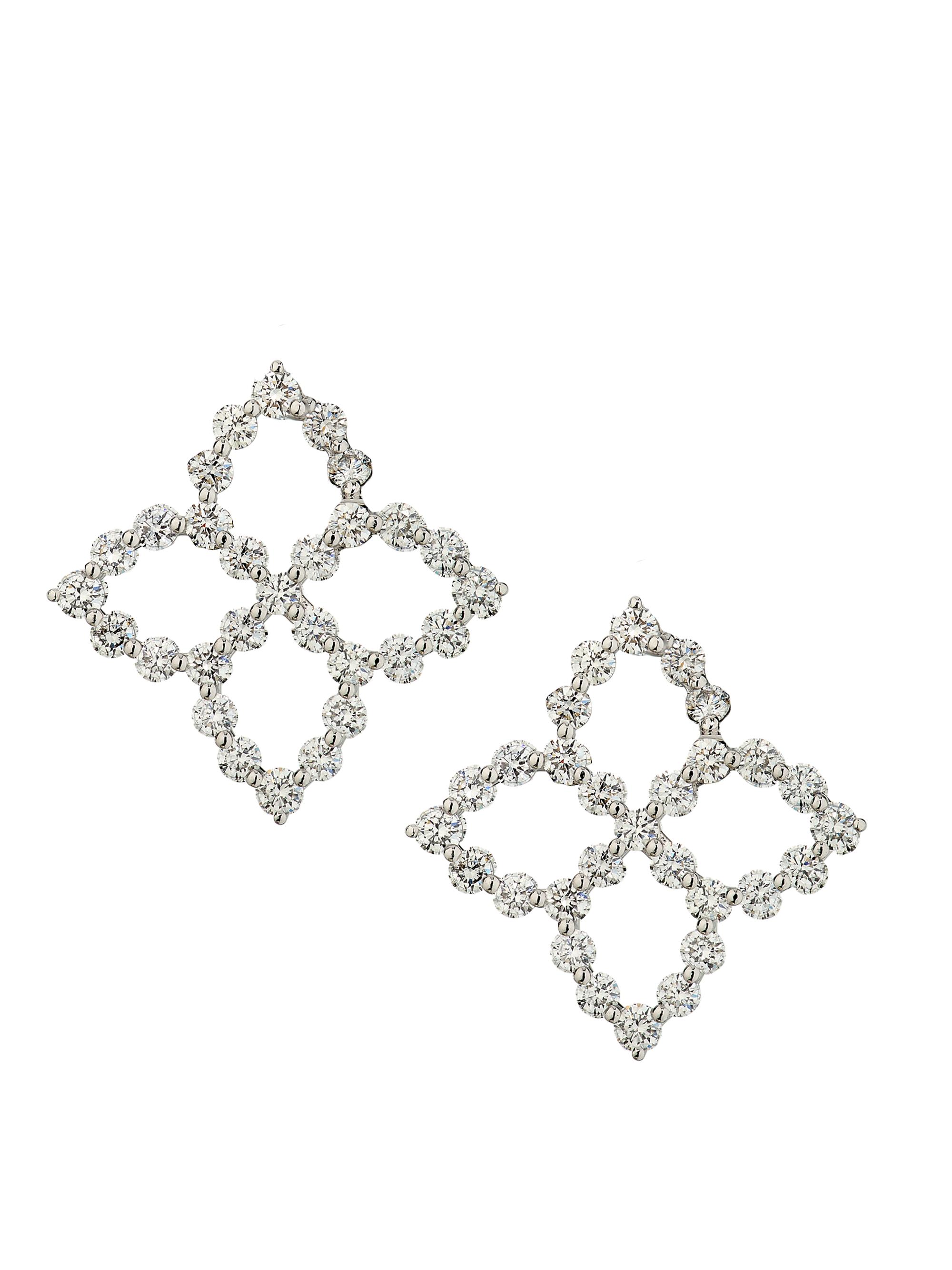 Roberto Coin Women's Diamond Princess 18K White Gold & 2.85 TCW Diamond Flower Earrings - White Gold