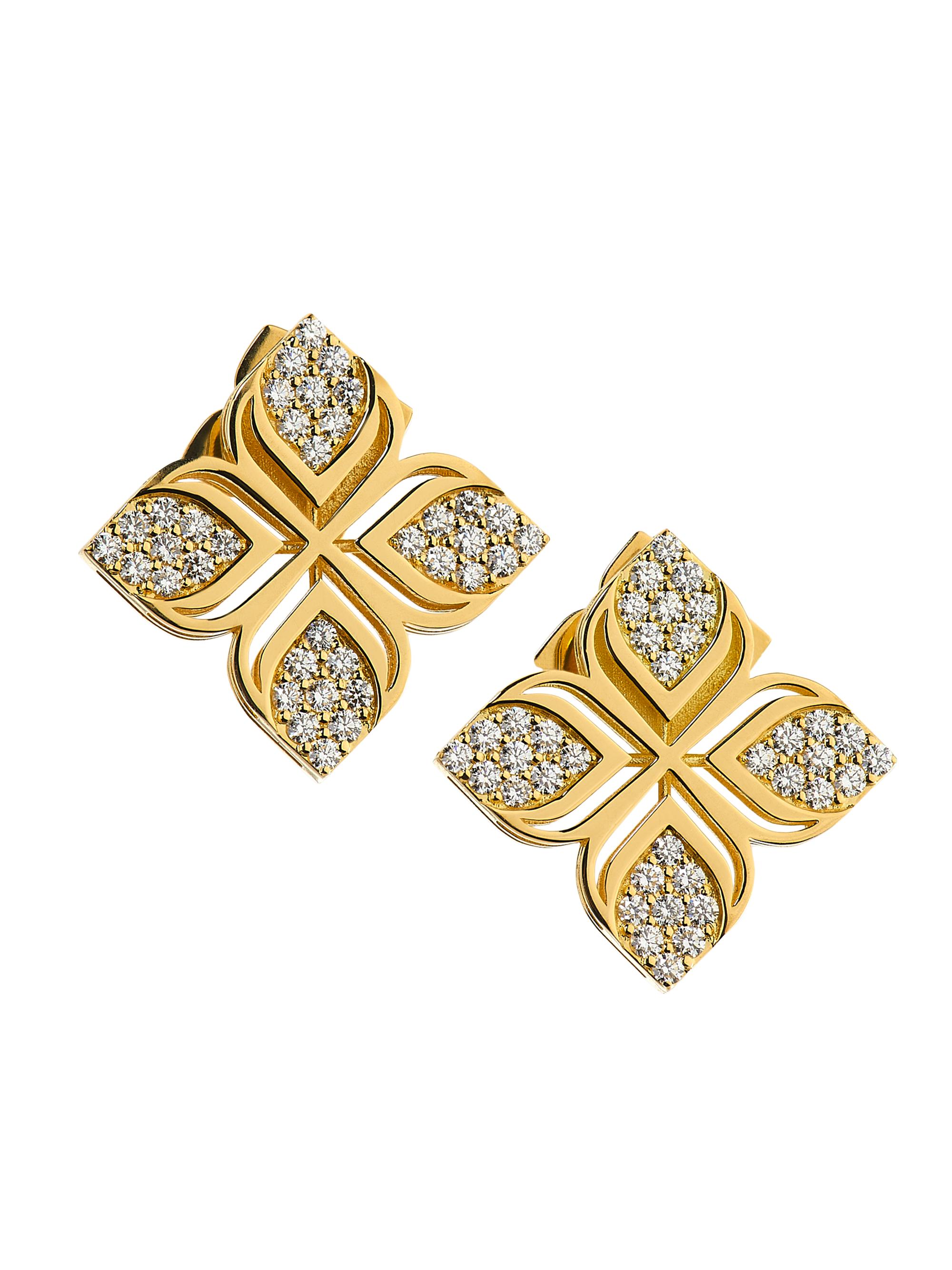 Roberto Coin Women's Arabesque Flower 18K Yellow Gold & 0.68 TCW Diamond Earrings - Yellow Gold