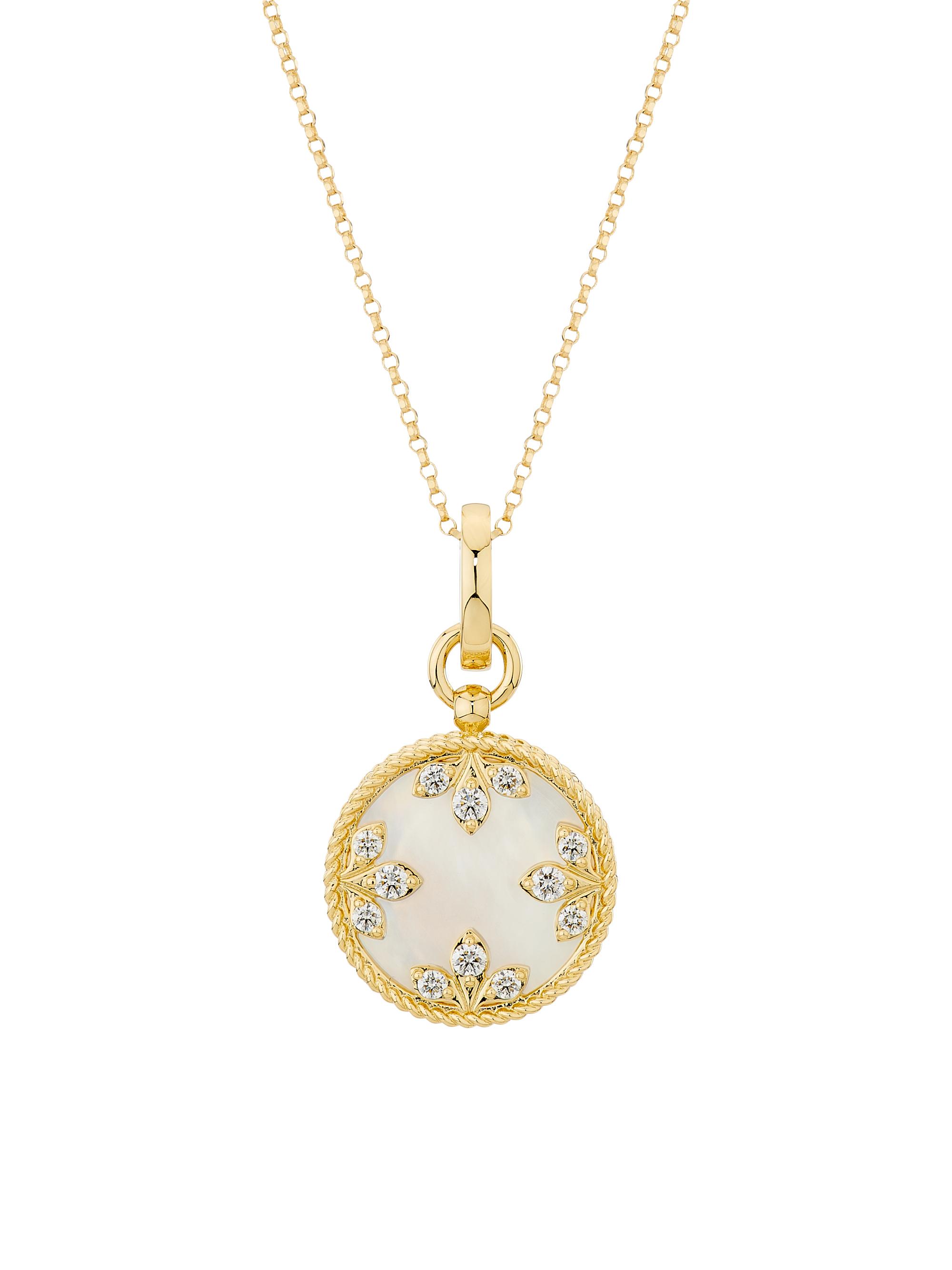 Roberto Coin Women's Venetian Medallion 18K Yellow Gold, Mother-Of-Pearl & 0.29 TCW Diamond Pendant Necklace - Yellow Gold