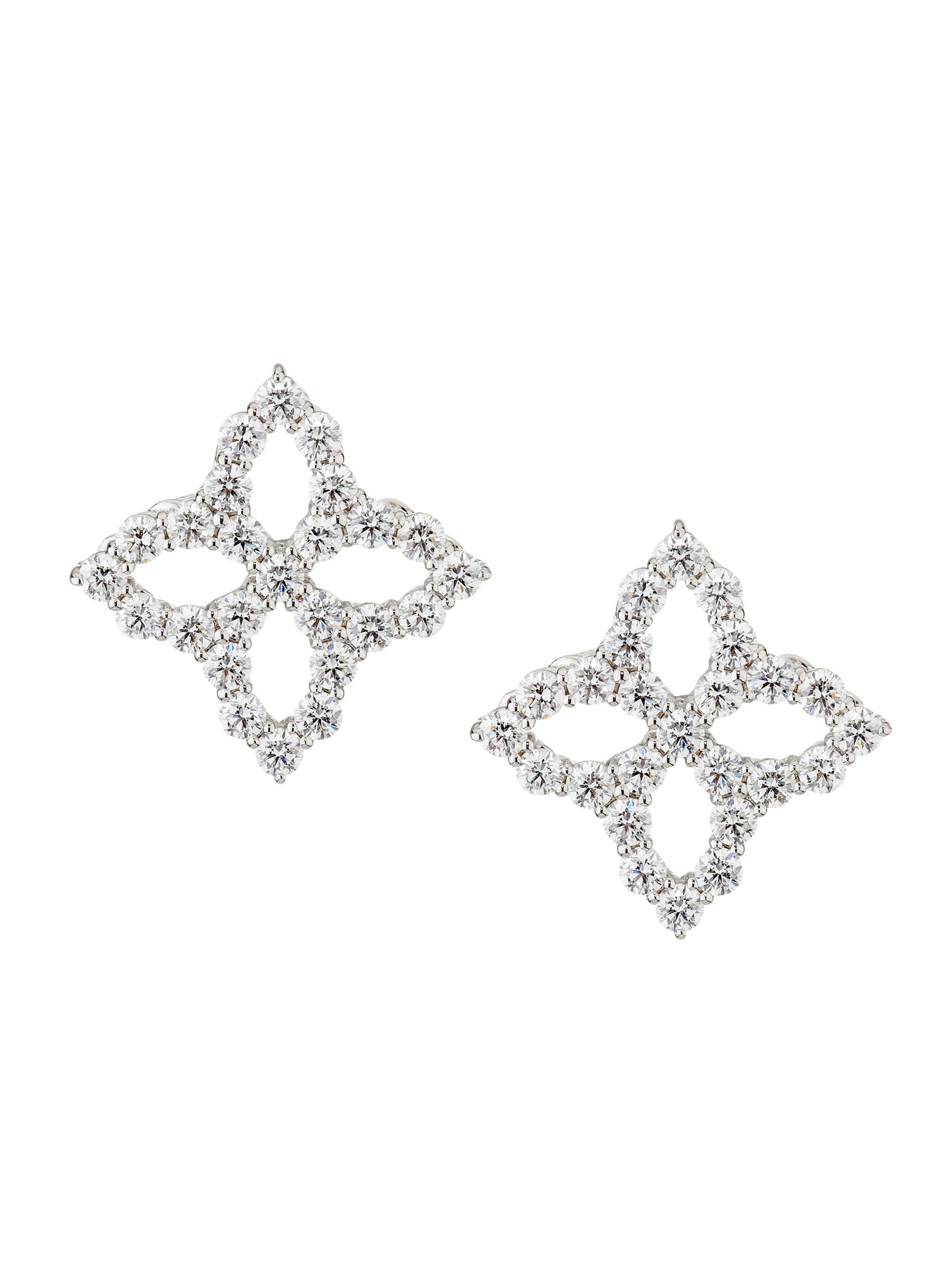Roberto Coin Women's Diamond Princess 18K White Gold & 1.02 TCW Diamond Stud Earrings - White Gold