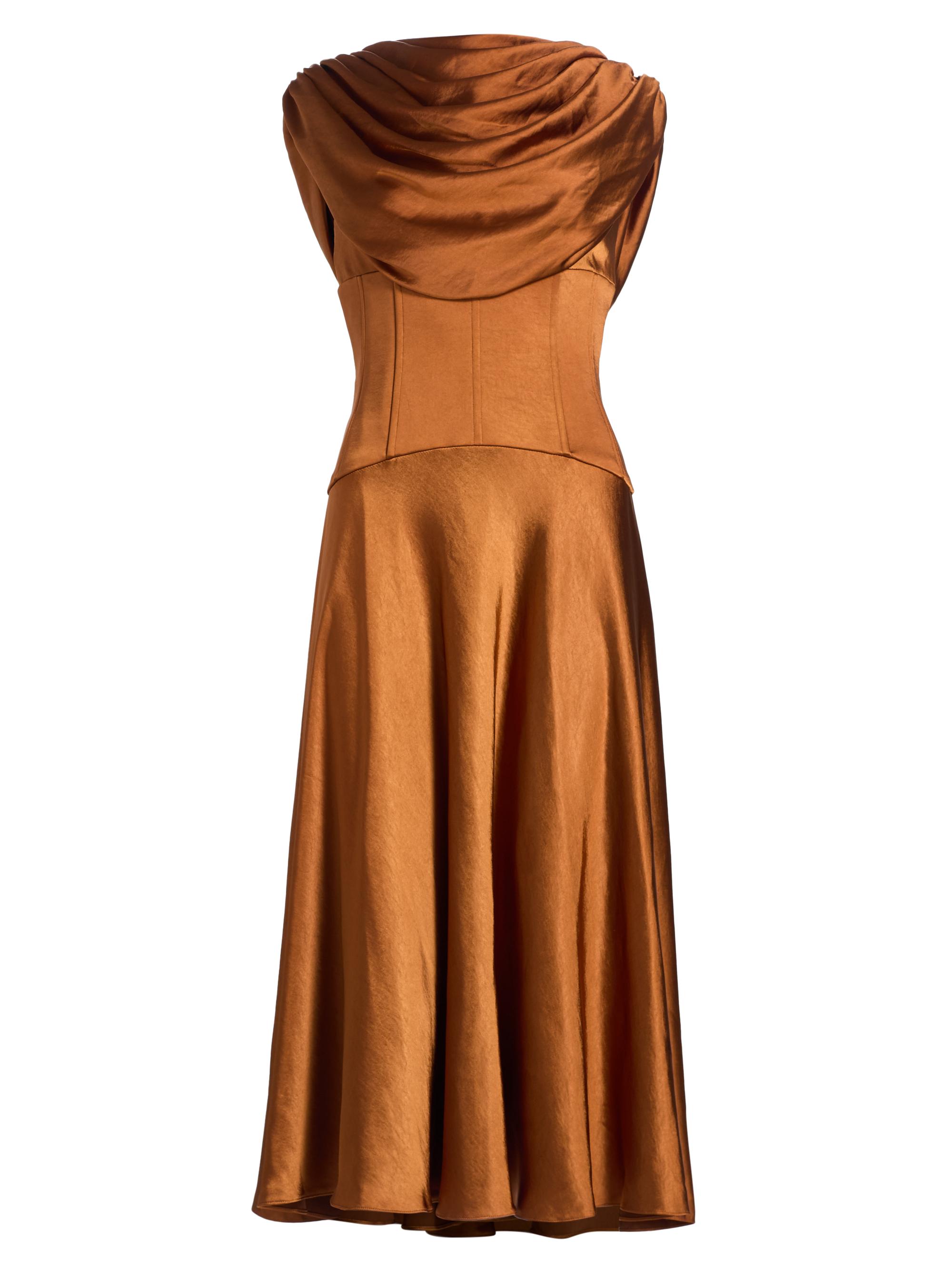 Amsale Women's Satin Cowlneck Cocktail Dress - Copper