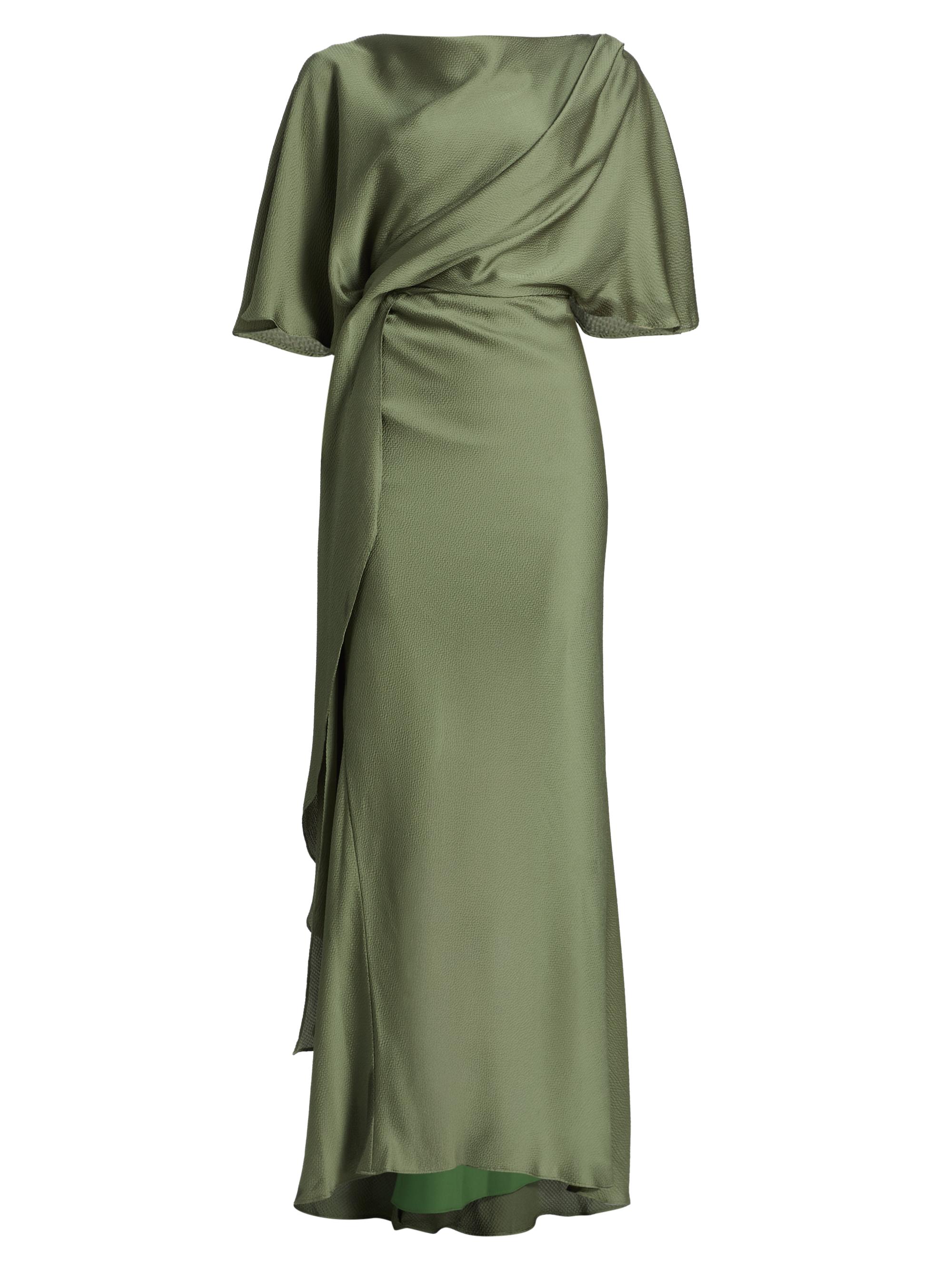 Amsale Women's Hammered Satin A-Line Gown - Moss