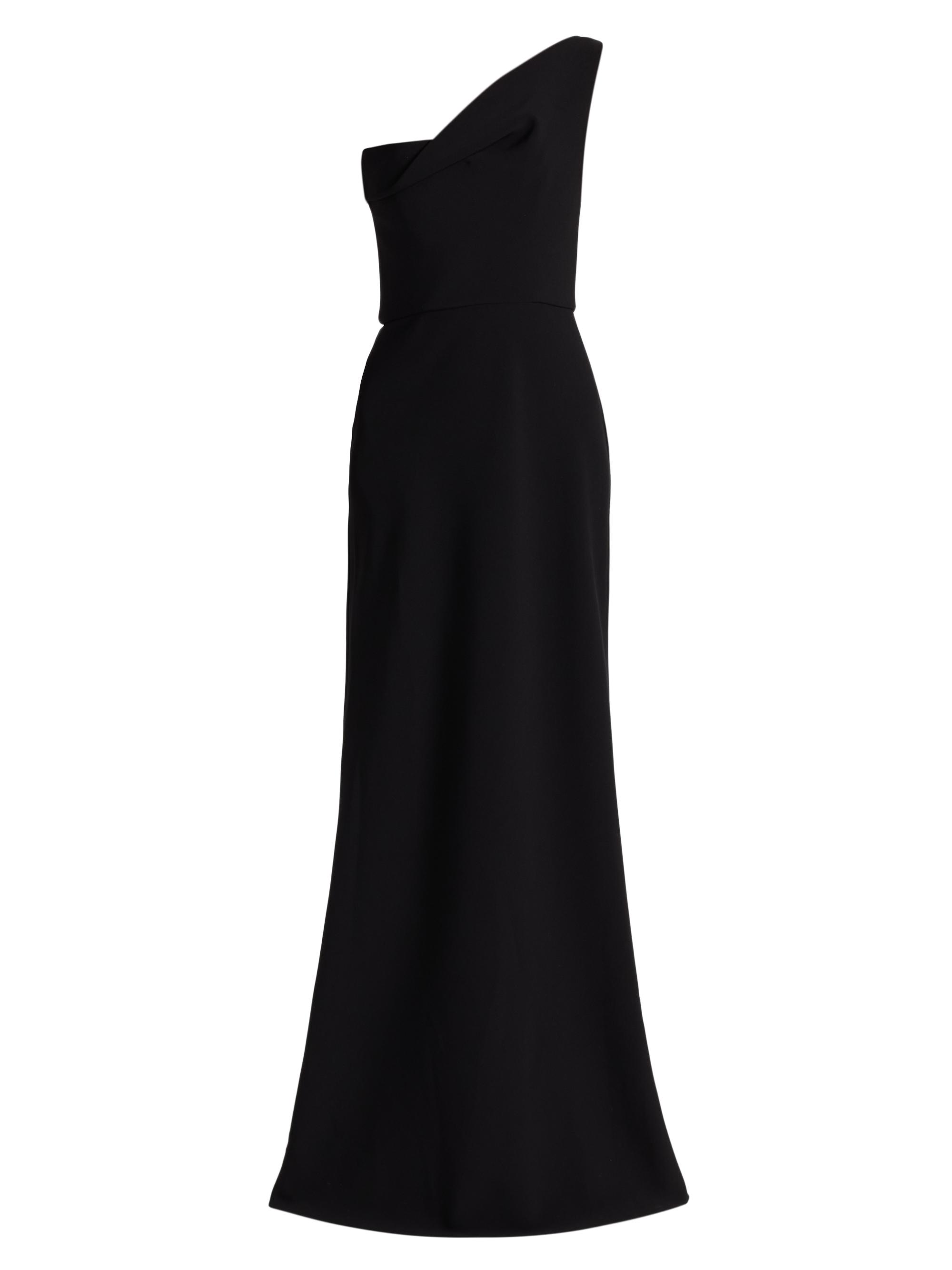 Amsale Women's Draped One-Shoulder Sheath Gown - Black