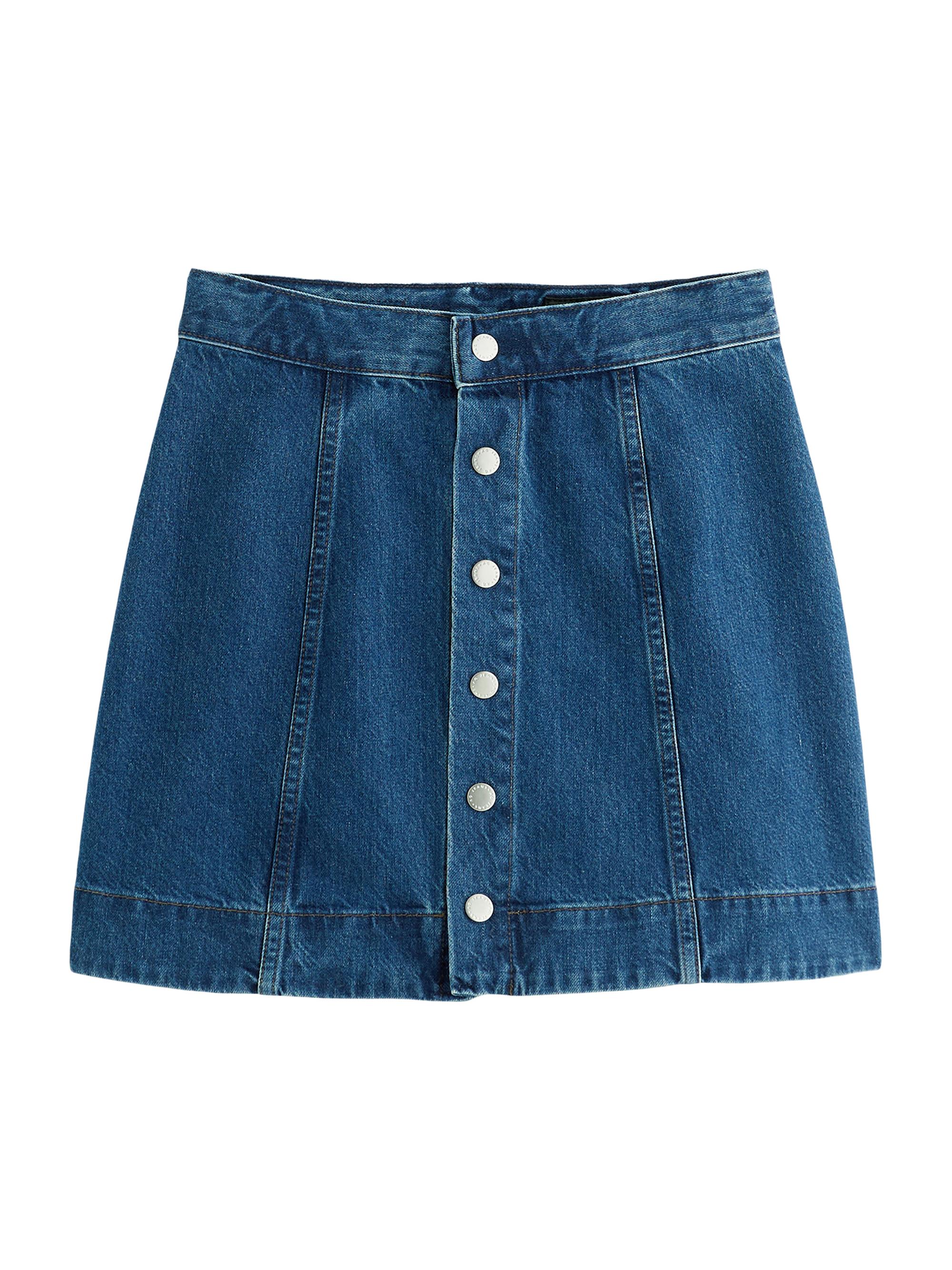 L'AGENCE Kris Button-Front Denim Miniskirt | Saks Fifth Avenue